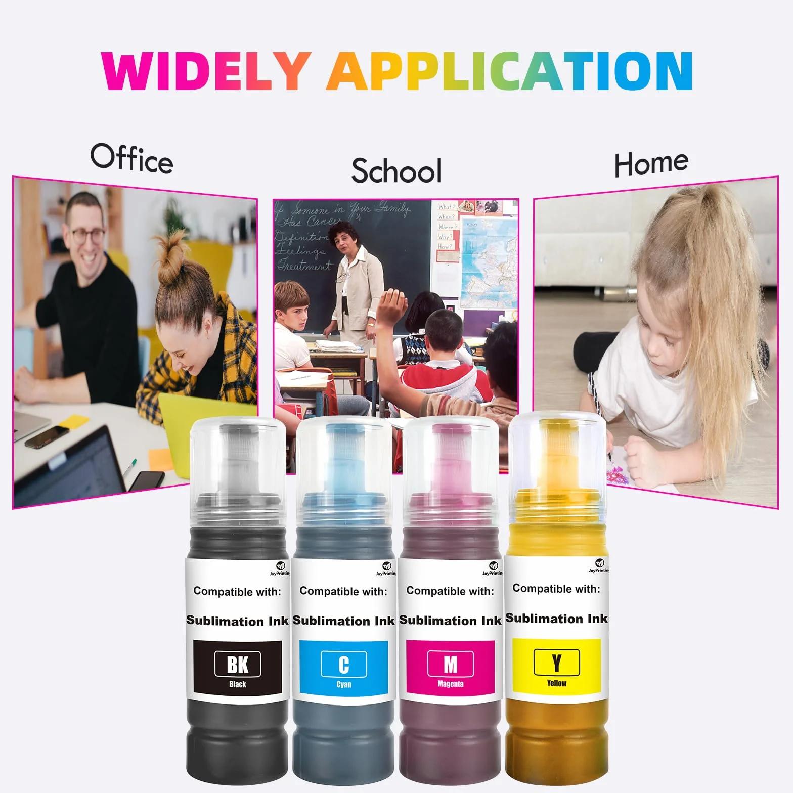 Encre de sublimation compatible avec 2810 1810 2710 2714 2711 2726 2850 2820 2830 2815 2820 2856 2876 2750 2700 2870 2871 2811 2860. Imprimante 2861 3850 4850 4500 2650 (BK/C/M/Y, lot de 4