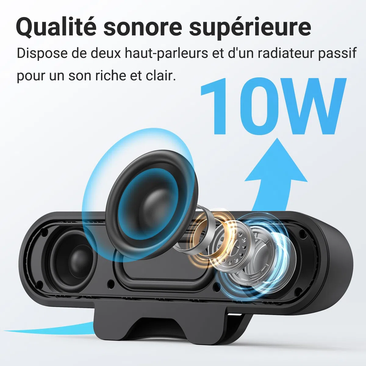 INGA Enceintes USB pour écran d’Ordinateur et Ordinateur Portable, Soundbar de Bureau à Clip, Enceintes PC USB/C, adaptées pour Bureau, Ordinateur Portable et Mac (Noir)