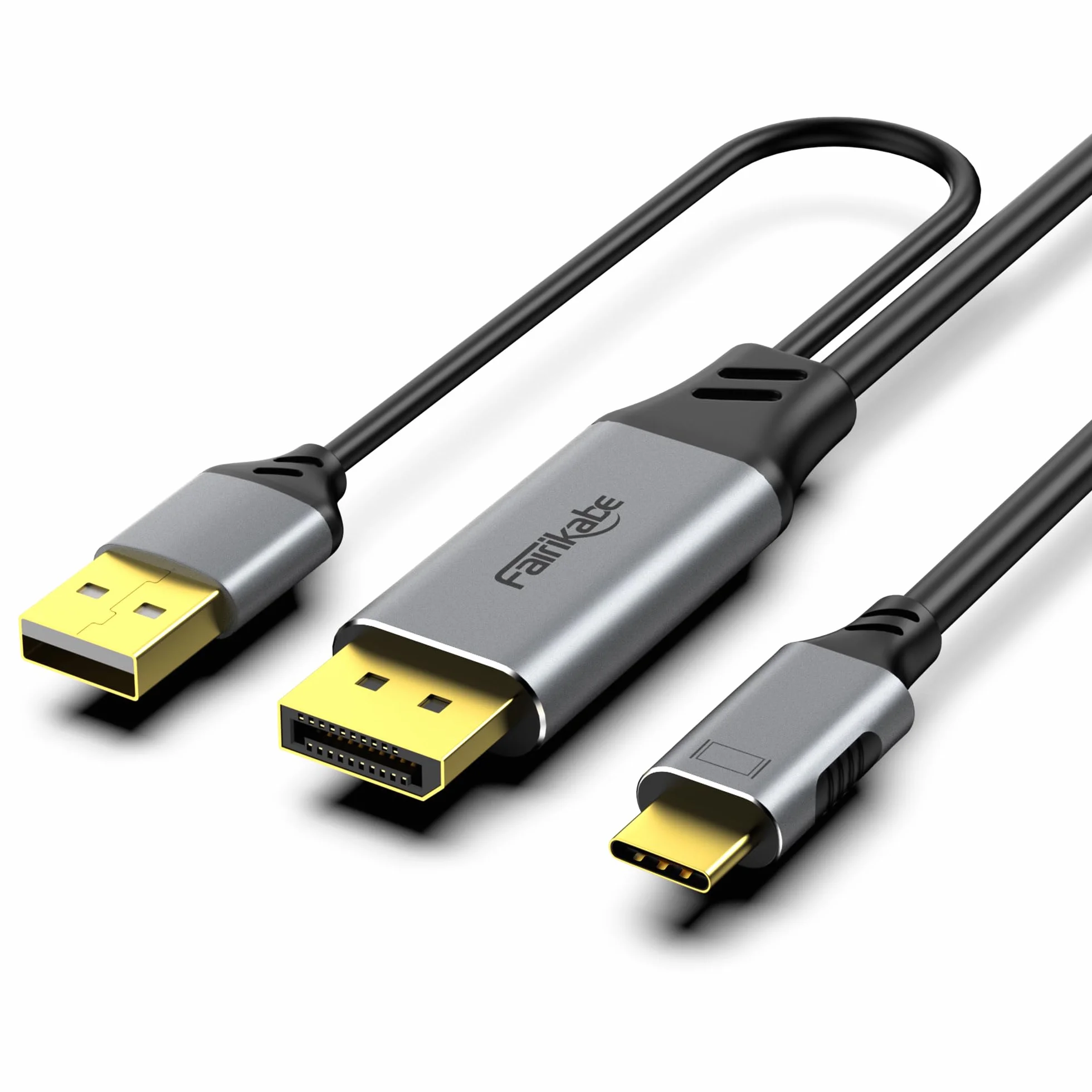 Câble DisplayPort vers USB-C 4K60 Hz, 2 m, Convertisseur DP Mâle vers Type-C pour Moniteur Portable Tactile, Compatible MacBook Pro/Air, iMac