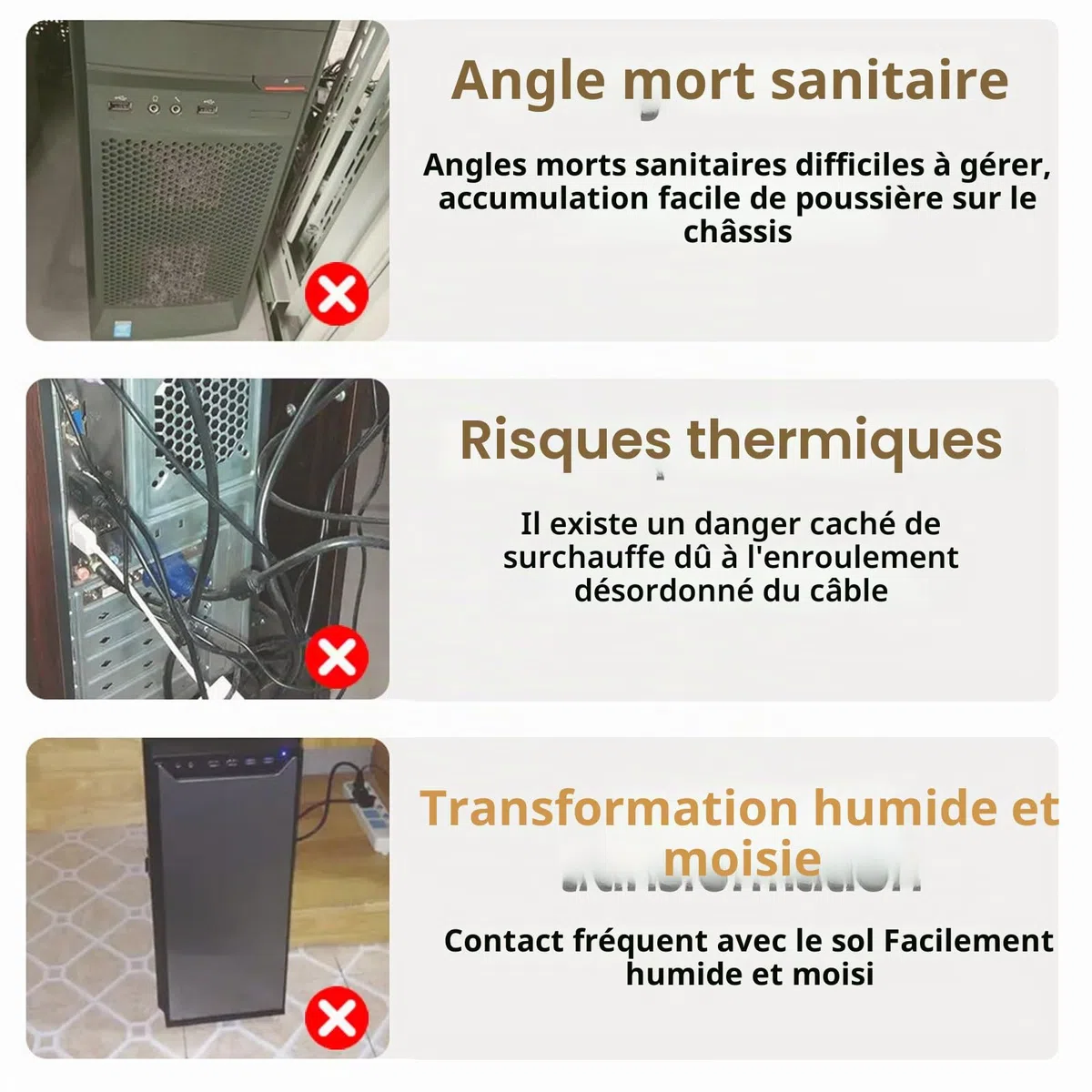 Sporgo Support PC Réglable pour Ordinateur Sous Bureau - Support Universel pour Processeur avec 4 Roulettes (2 Verrouillables) - pour Boîtier d'Ordinateur