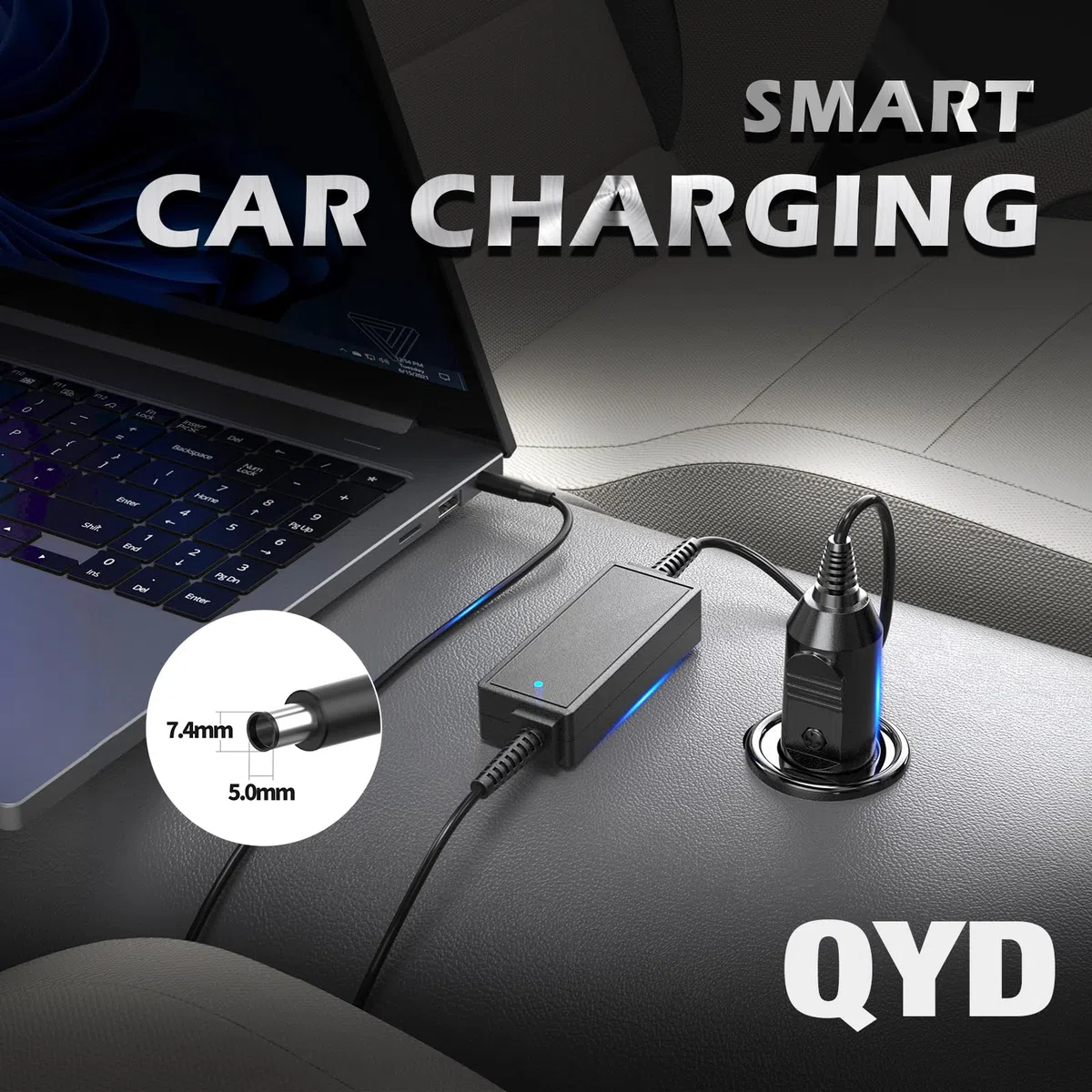 Chargeur de Voiture pour Ordinateur Portable 65 W pour HP Pavilion DV7 DV6 DV5 DV4 DM4 G7 G6, Compaq Cq57 Cq62 Cq56 Cq61 Cq60 Cq58,2000-329WM 2000-2A20NR 2000-2B09WM, Probook 4540s 4440s 4430s