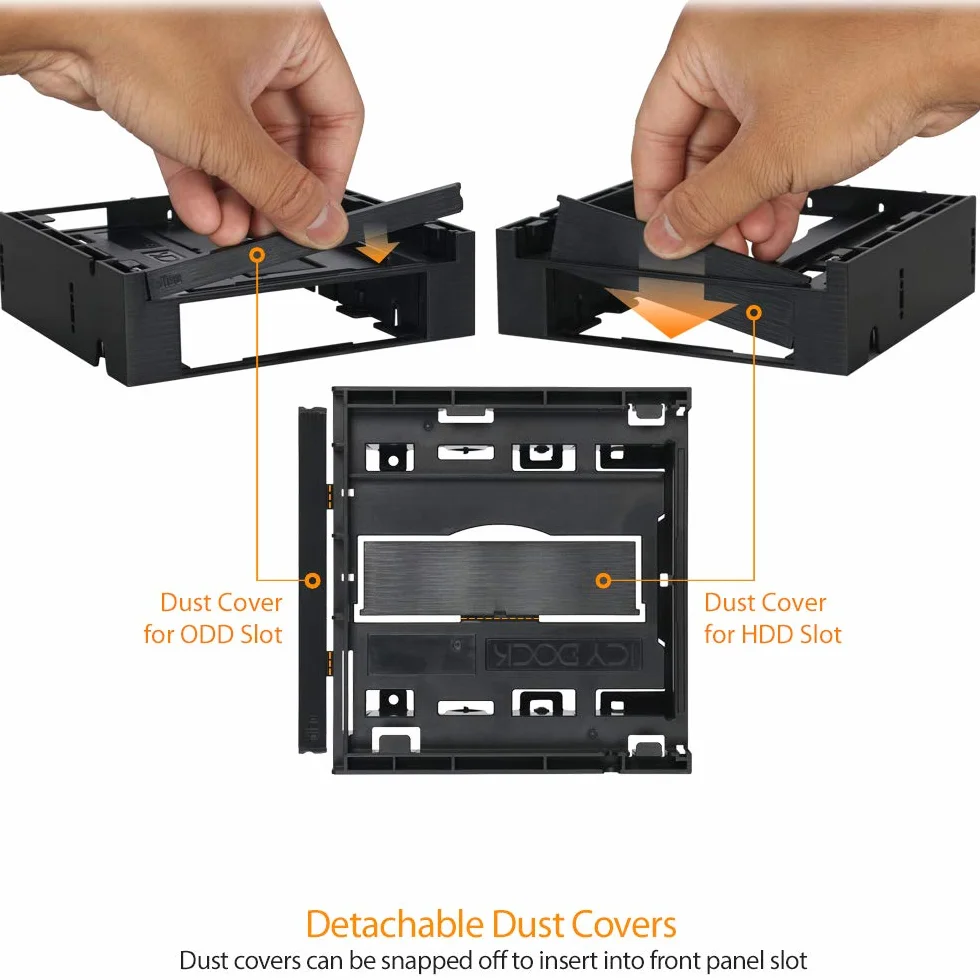 ICY DOCK Cadrede Montage, adpatateur, Support de Disque pour 1 x Disque Dur 3.5" ou Dispositif + 1 x Baie Odd Ultra Slim en Baie Externe 5.25" - Flex-FIT Trio MB343SPO