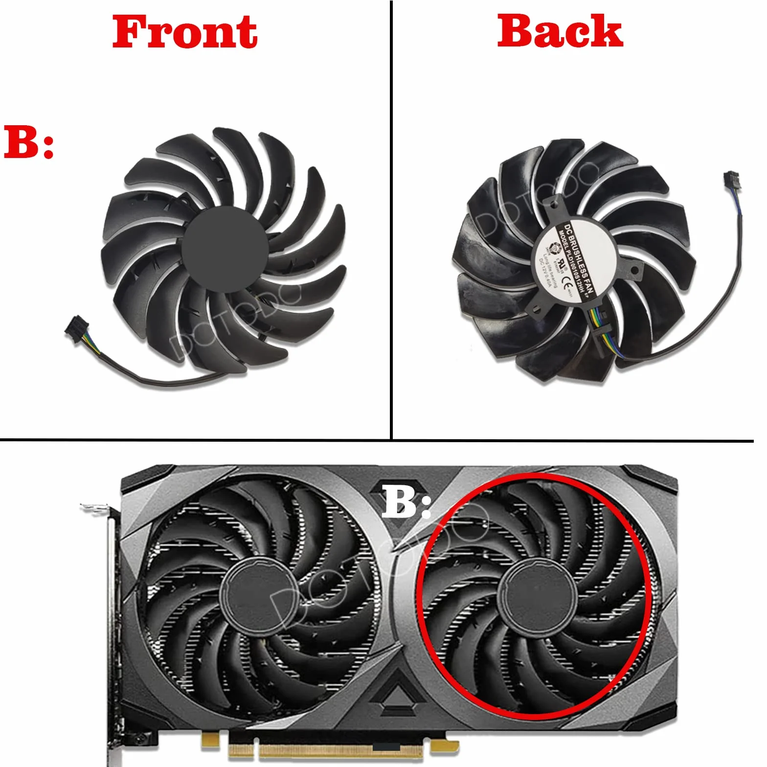 Ventilateur de refroidissement pour carte graphique PLD10010S12HH 95 mm DC12 V 0,40 A RTX3060 RTX3070 VGA pour MSI RTX 3070 3060 3060Ti VENTUS 2X OC
