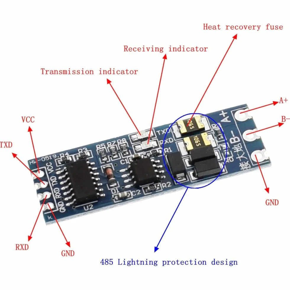 10 pièces TTL tournent RS485 485 vers Le contrôle de Flux de Conversion Automatique mutuel UART série