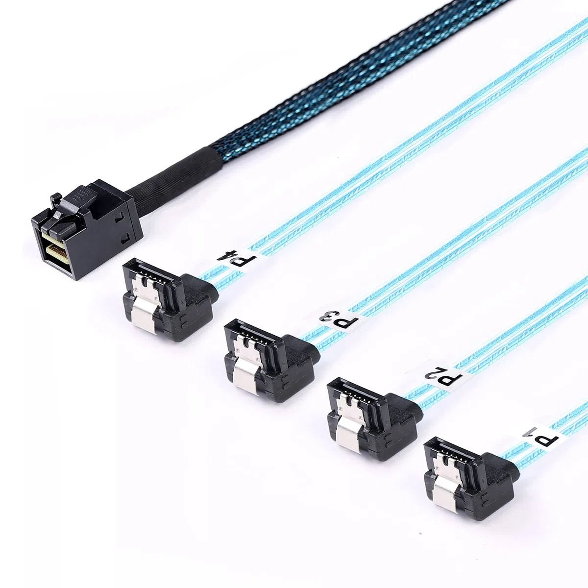 ADCAUDX SFF-8643 vers SATA : 0,5 m Mini SAS vers SATA 90 degrés angle droit vers l'avant câble de dérivation Mini SAS HD SFF 8643 contrôleur vers disque dur (1,6 FT)