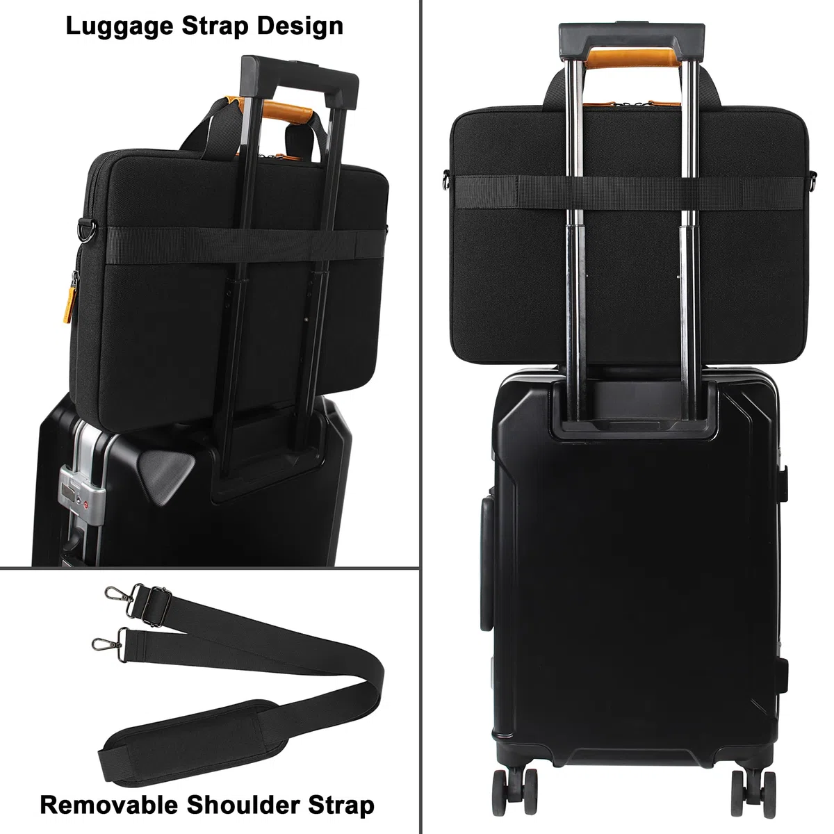 DOMISO Sacoche Ordinateur Portable 17,3 Pouces - Sac Messager Professionnel Résistante à l'Eau et Anti-Choc pour PC Portable 17-17,3" (Dell, HP, Lenovo, Acer, MSI, ASUS) - Noir+Marron