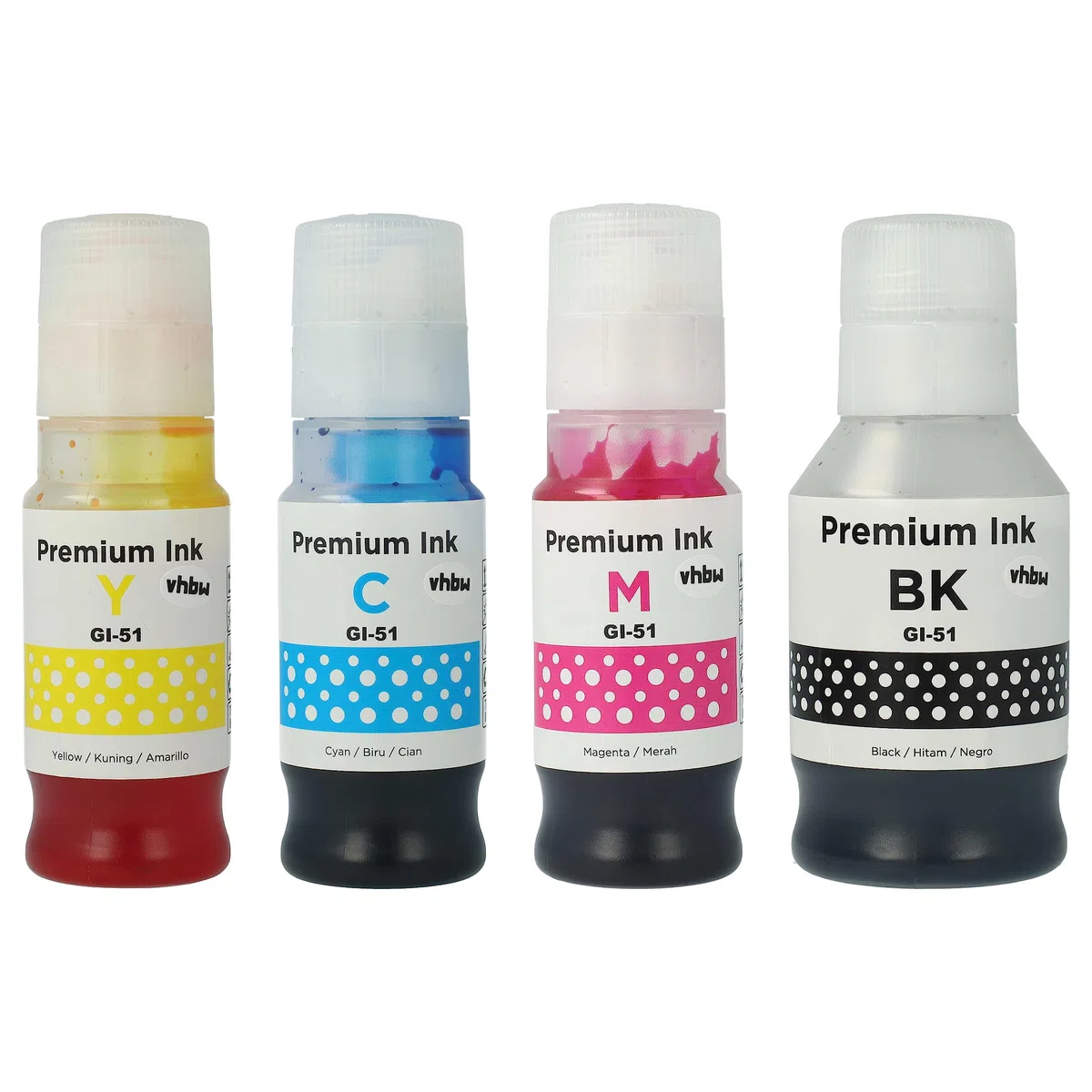 vhbw 4X Encre de Recharge Remplacement pour Canon GI-11, GI-21, GI-41 imprimante - Kit de Recharge Dye Cyan, Dye Magenta, Dye Noir, Dye Jaune