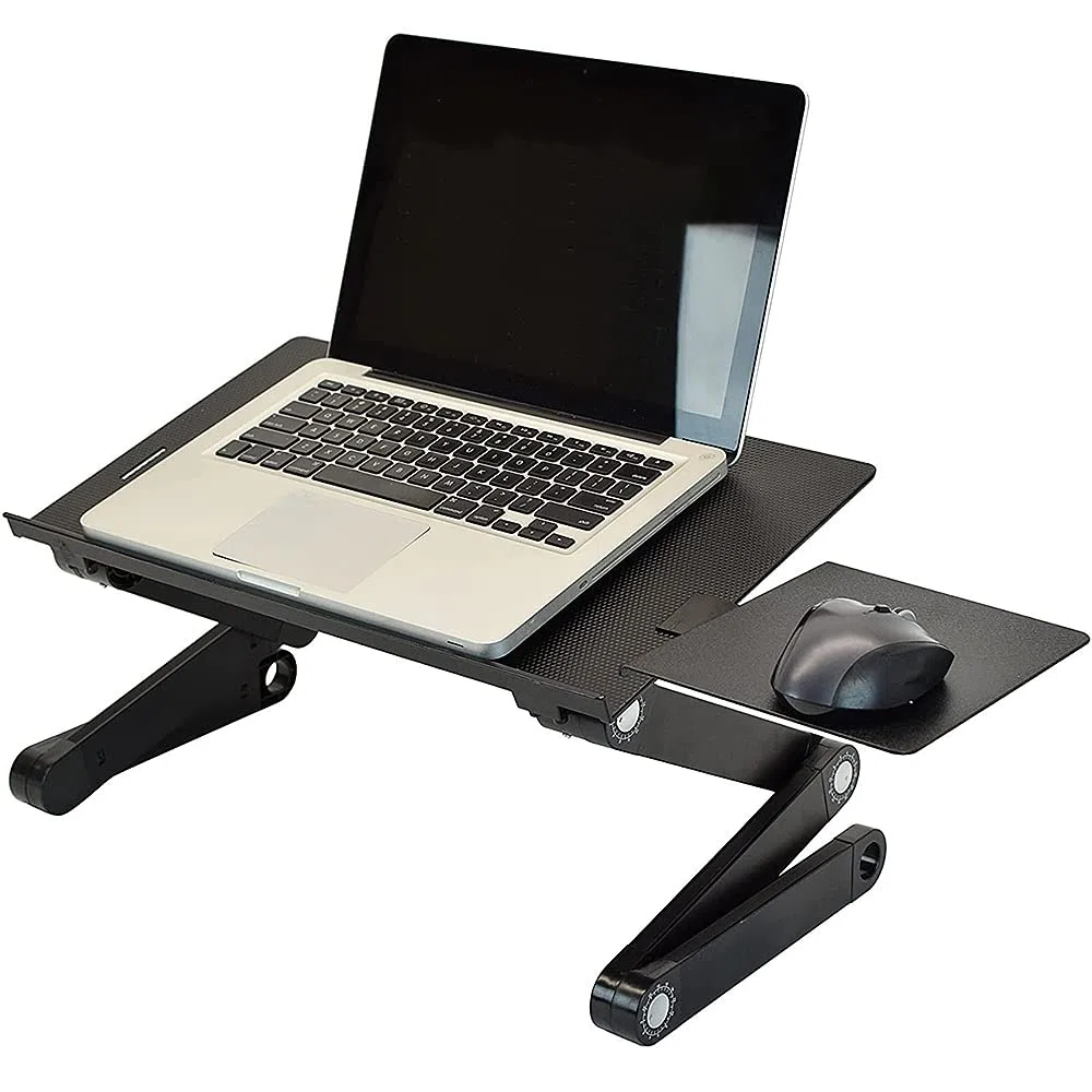 HUOLE Table de Lit, Petite Table pour Ordinateur Portable-Table d’Ordinateur Pieds réglables en Hauteur-Tablette, Plateau pour Petit Déjeuner (Noir)