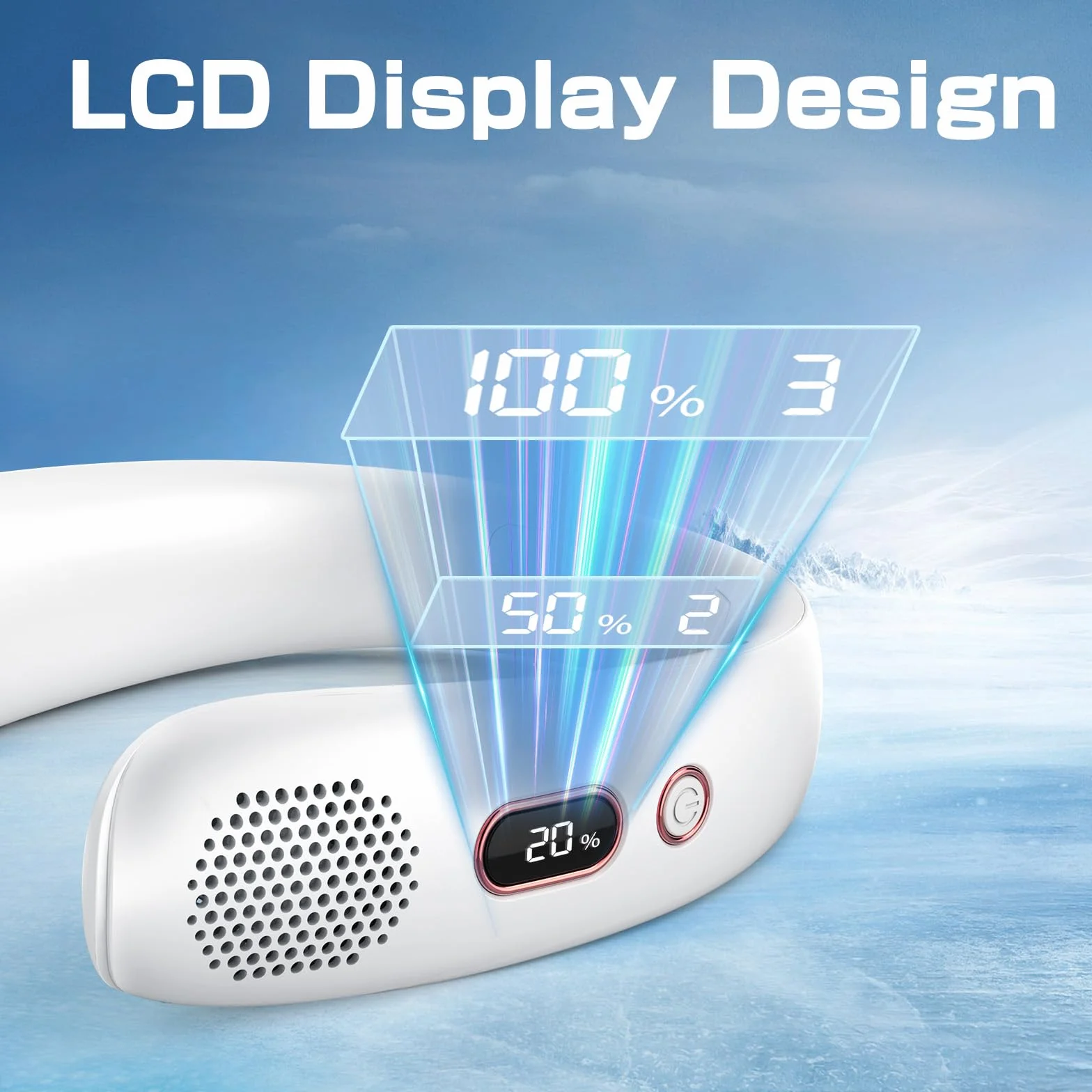 YAZEKY Ventilateur de Cou,Portable USB Ventilateur de cou sans lame Silencieux avec flux d’air à 360°,3 Vitesses Rechargeable Mini Ventilateur Personnel pour Bureau Domicile Voyage En Plein Air(Blanc)