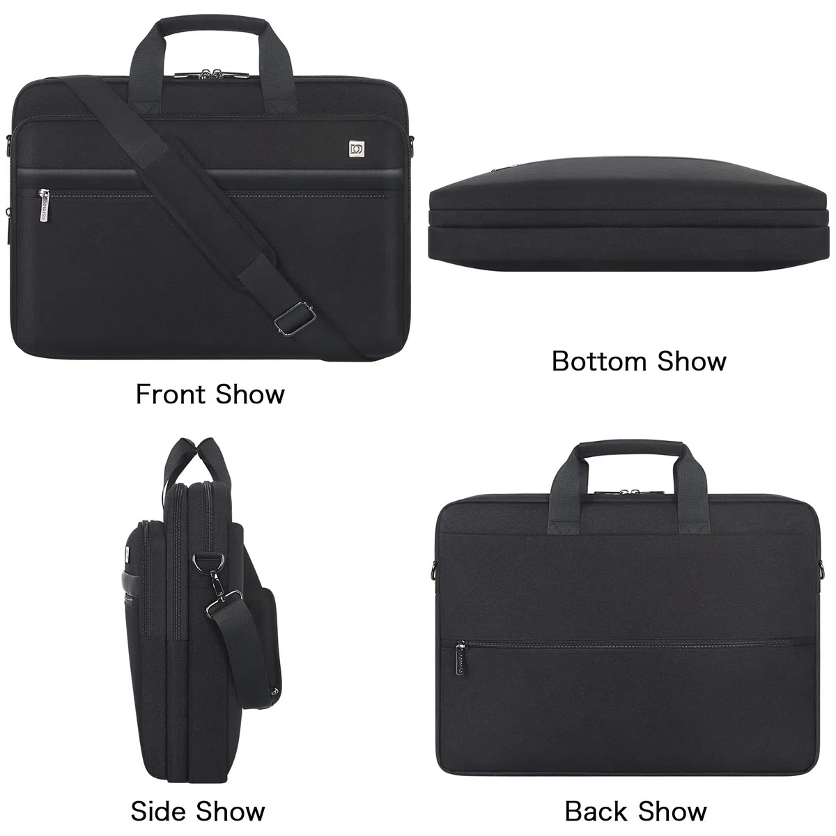 DOMISO Sac à bandoulière pour ordinateur portable 17,3" - Grande capacité - Noir