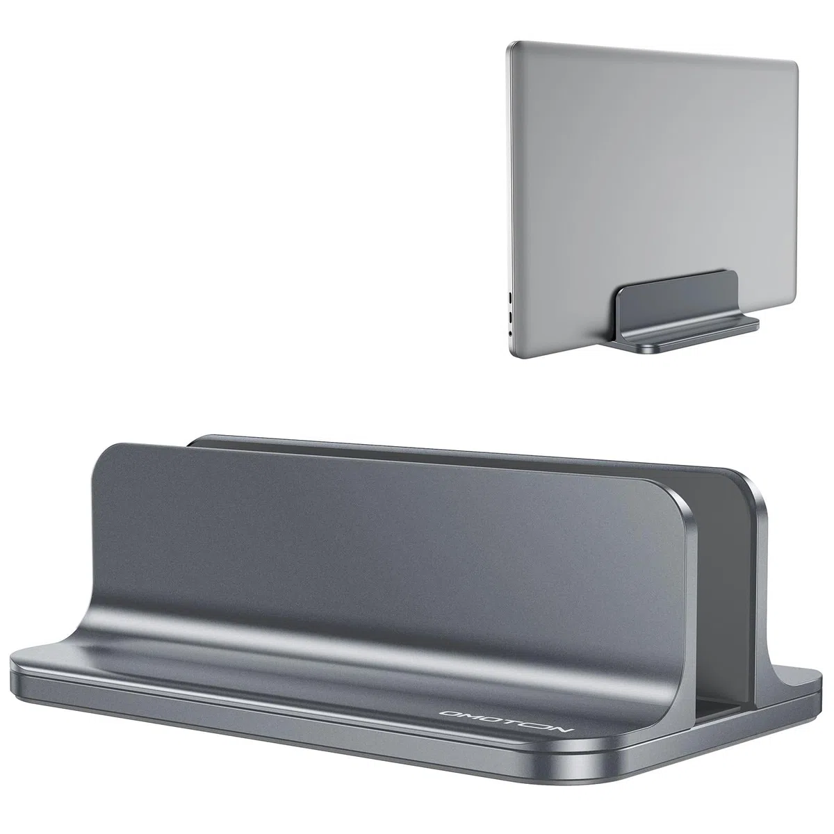OMOTON Support Vertical réglable en Aluminium pour Ordinateur Portable pour MacBook Pro/Air, etc. (jusqu'à 17,3 Pouces)，Gris