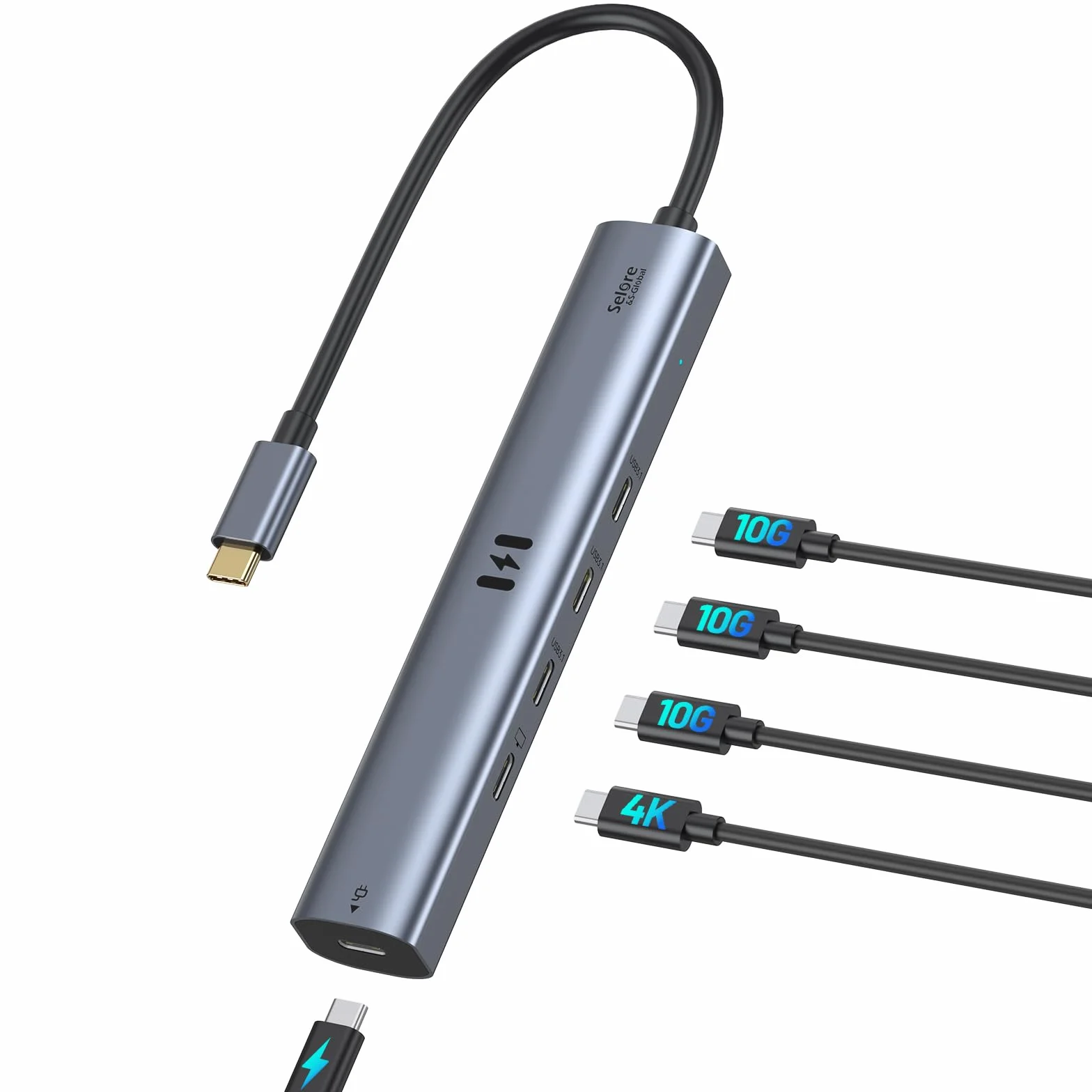 Hub vidéo USB C Type C 10 Gbps 5 en 1 Adaptateur USB C avec écran Vidéo 4K @ 60 Hz et Données 10 Gbps, 3 Ports de Données Type C 3.1 Gen2, 100 W PD pour MacBook Pro/Air M2 M1, Dell, HP