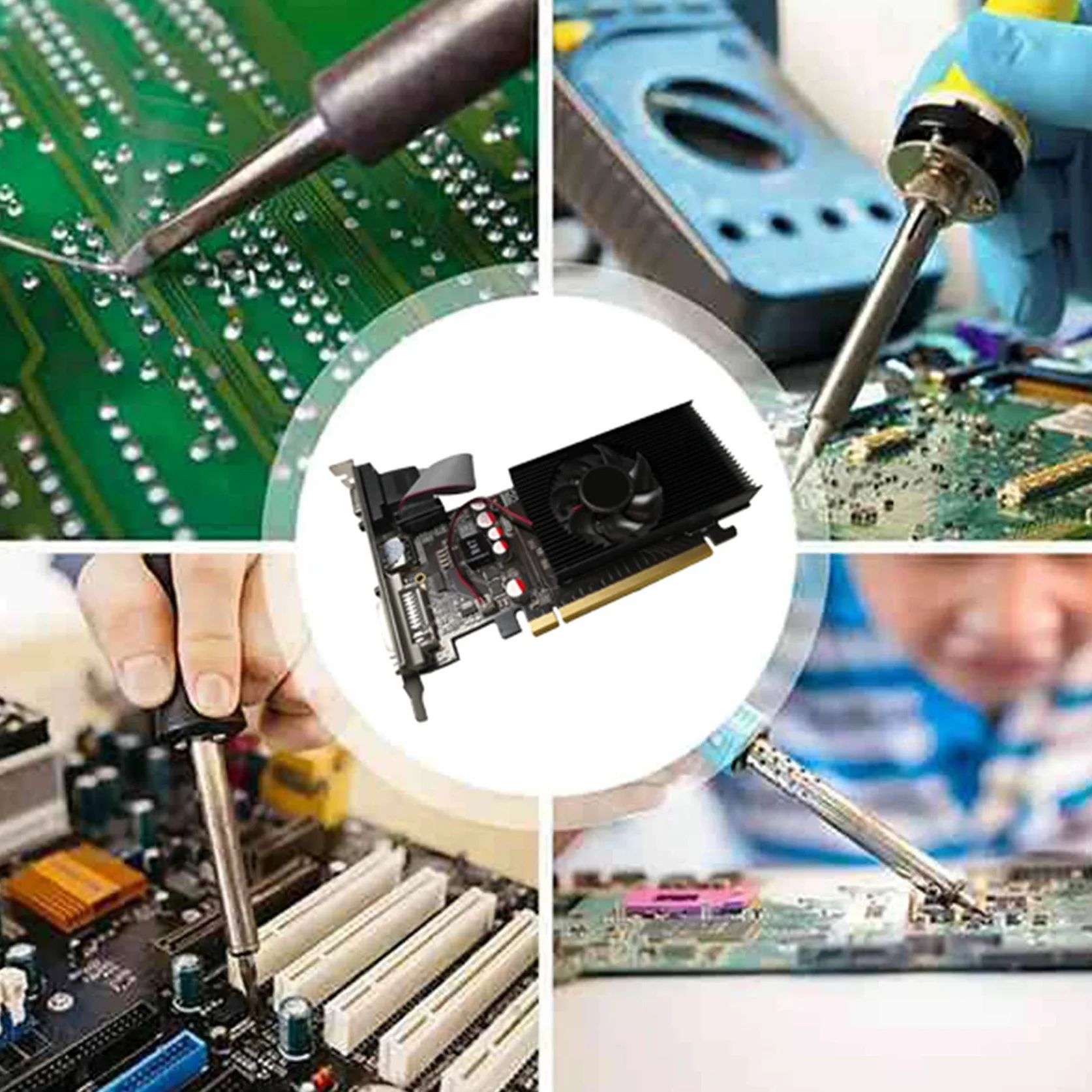 Carte Graphique GT210 1 Go DDR2 64 Bits PCIE 2.0 GPU Carte VidéO de Bureau DVI VGA Compatible