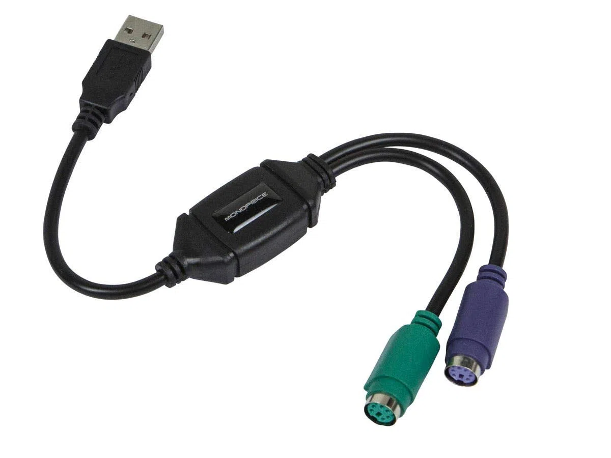 Monoprice PS / 2 Adaptateur convertisseur Clavier/Souris vers USB - Noir utilisé pour Se connecter à Tout PC équipé d'un Port USB