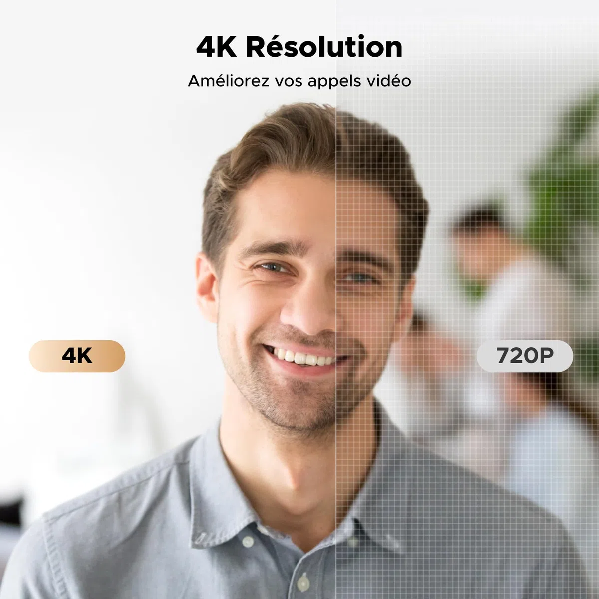 UGREEN FineCam Lite 4K Webcam 30FPS Caméra USB A C PC Autofocus Deux Micro Antibruit Correction Lumière 360 Degrés Rotation Plug Play Windows MacOS Linux Streaming Youtube Skype Appel Zoom