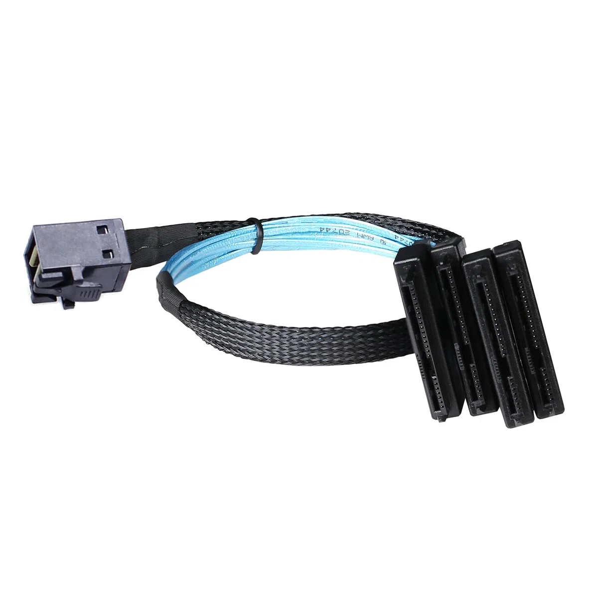 ADCAUDX Câble Mini-SAS vers SAS : 0,5 m SFF-8643 vers SAS SFF-8643 vers SFF-8482 Connecteur 4X SFF-8482 avec câble adaptateur d'alimentation SATA (1,6 FT)
