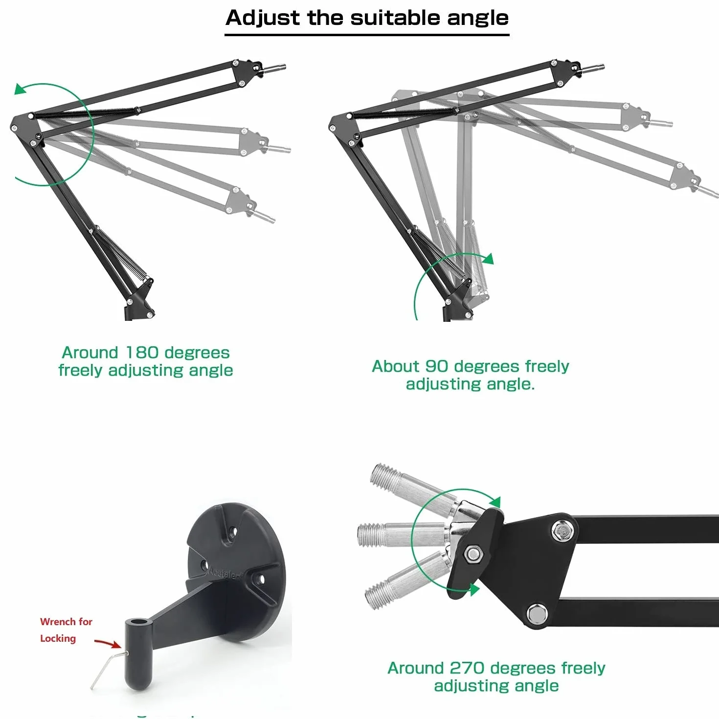Support mural pour webcam avec anneau lumineux de 26 cm compatible avec les webcams Logitech C920s StreamCam C922x C930 C925e Brio C615 (charge maximale 0,5 kg, longueur maximale extensible 83 cm)