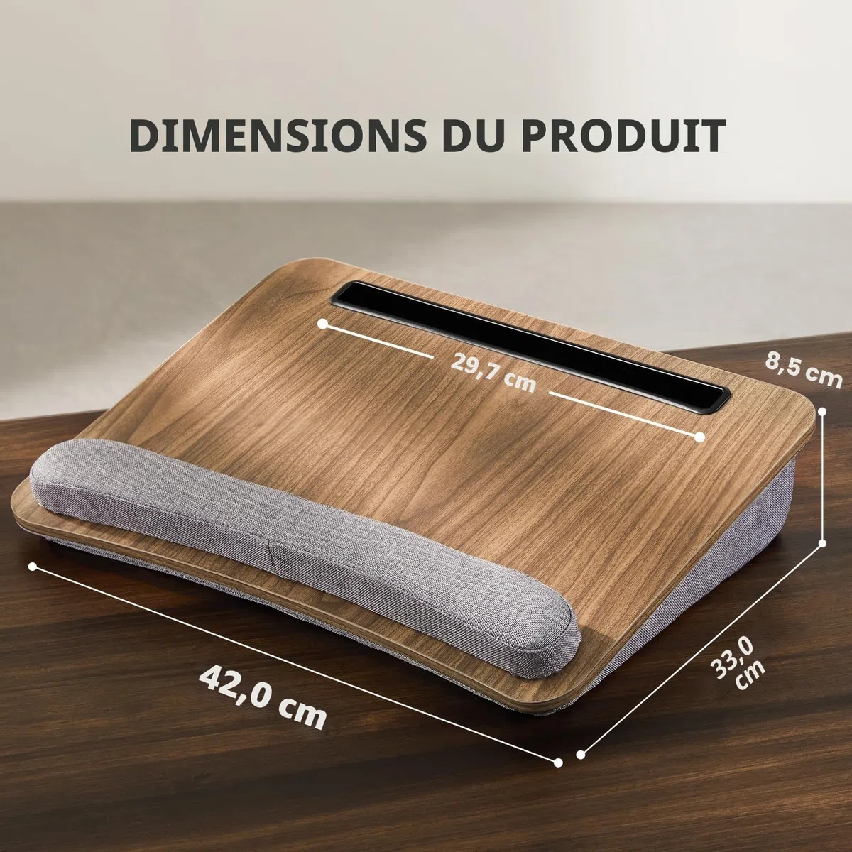 HUANUO Laptop Desk Convient à Un Ordinateur Portable, Bureau Portable avec Coussin d'oreiller, Bande antidérapante et Fonction de Stockage pour Les étudiants de Bureau à Domicile(16,5'×11,8')