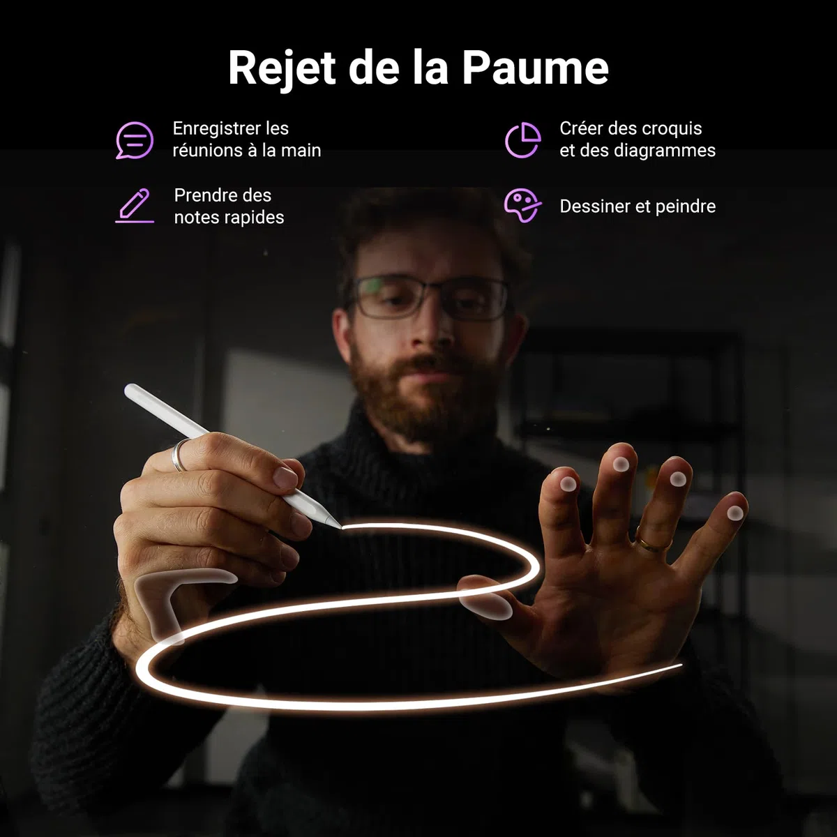 UGREEN Stylet Tactile Magnétique Charge sans Fil Rejet de Paume Détection d'Inclinaison Pencil Haute Précision Compatible avec iPad Pro 12,9/11 Pouces 2018-2022 Air 4/5 10 Mini 6