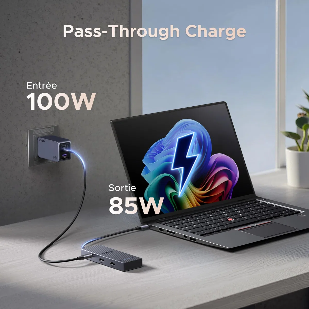 UGREEN Revodok Pro 207 Docking Station Hub USB C Dual HDMI 4K 60Hz PD 100W 7 en 1 Station Accueil Adaptateur Multiports USB 2A2C 10Gbps Extension 2 Écrans pour Windows MacOS
