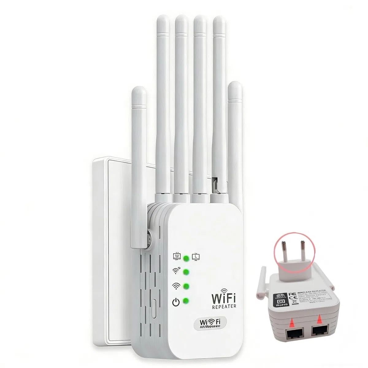 Repeteur WiFi Puissant, Amplificateur Répéteur WiFi 6 Dual Band,repeteur WiFi Puissant avec 6 Antennes Puissantes, 2 Ports LAN,repetiteur WiFi Puissant sans Fil