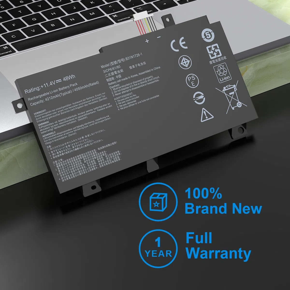 B31N1726 Batterie de Rechange pour ASUS FX80 FX86 TUF FX505GT FX505GM FX505GE FX505GD FX505DT FX505DV FX505DY FX505 FX504GD FX504GE FX504GM FX504G FFX80 FX80GD D FX80G A41LK9H B31BNEH