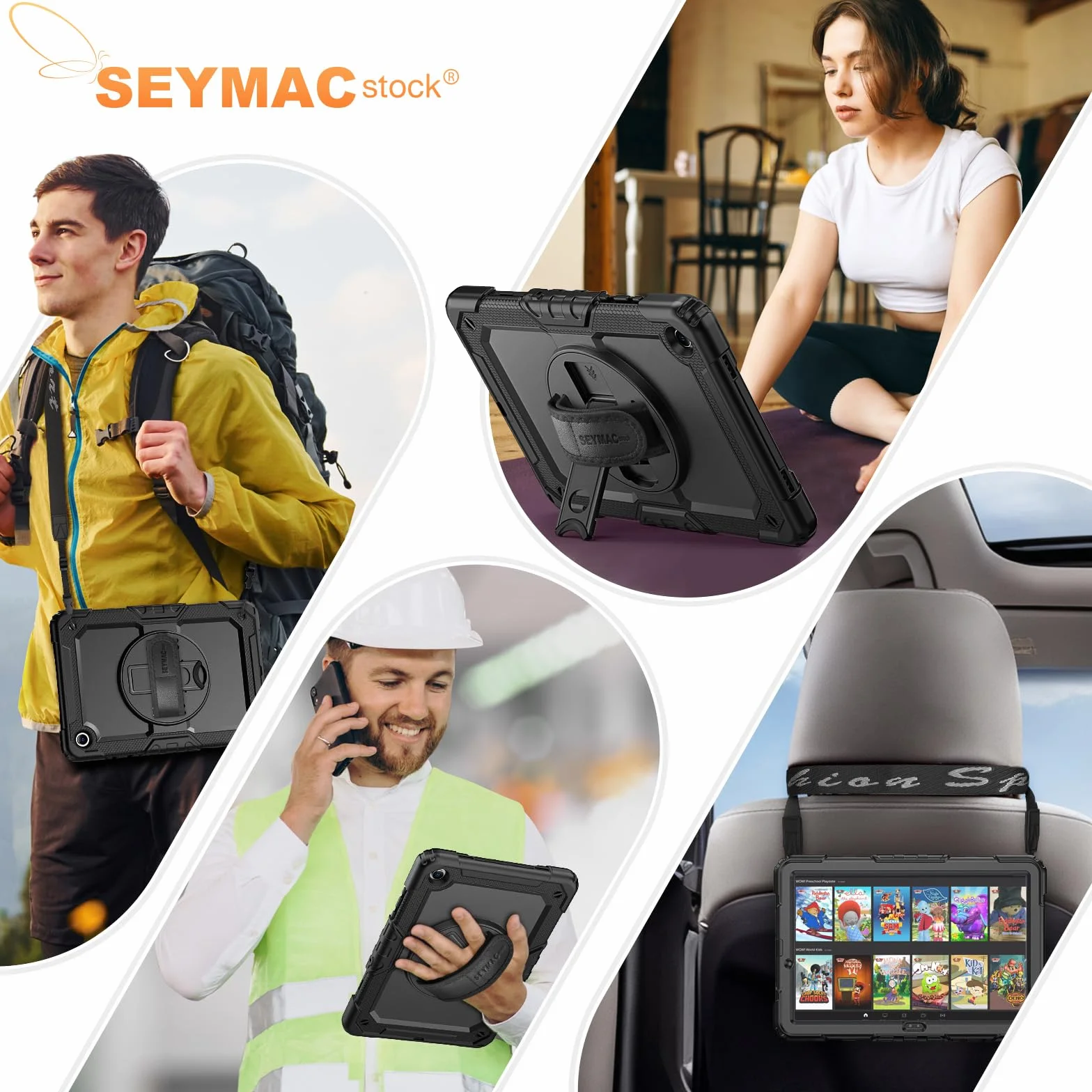 SEYMAC stock Coque pour Samsung Galaxy Tab A11+ Plus 11'' 2025/ A9+ Plus 11'' 2023, Coque Antichoc avec Protecteur D'écran Porte-Stylo [Dragonne Rotative à 360] et Support, Noir