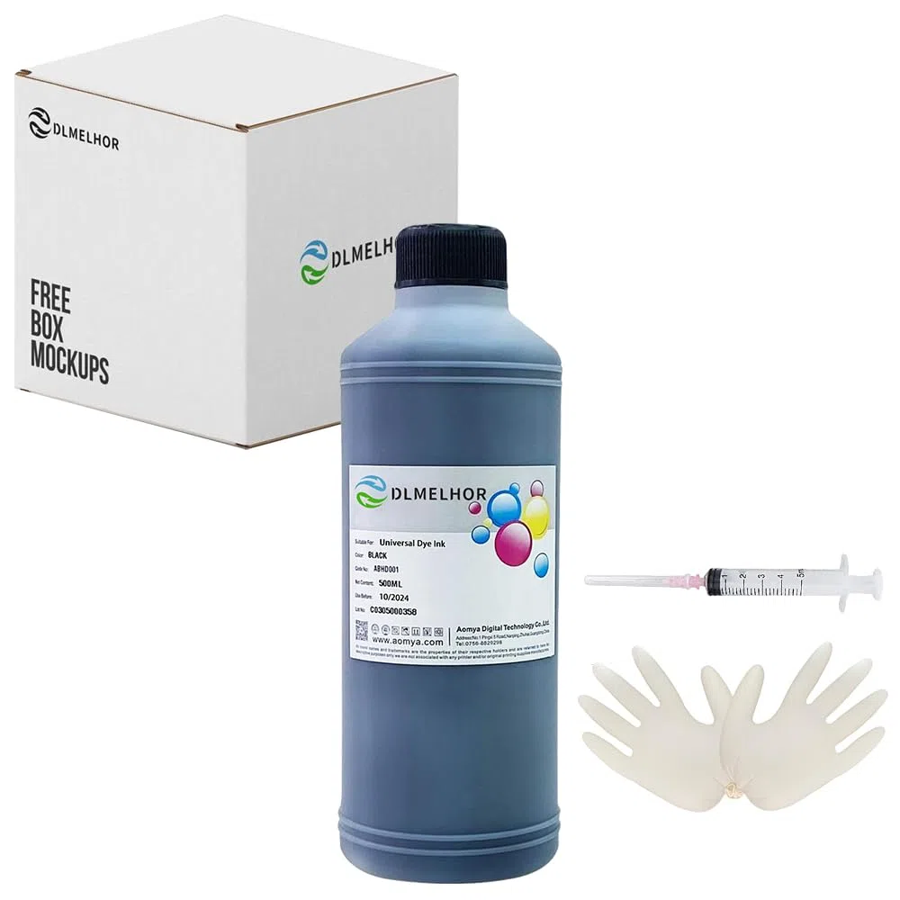 Kit d'encre universelle de 500 ml pour imprimante à jet d'encre Canon HP EPN Lexmark Brother Ricoh Cartouches d'encre rechargeables ou système de cartouches CISS - Grand flacon noir