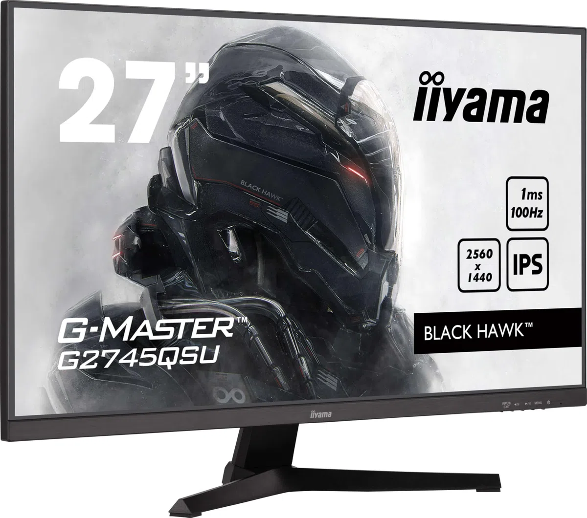 Ecran iiyama 27" G-Master Black Hawk, IPS, 2560x1440@100Hz, 1ms, 300cd, Haut-parleurs, HDMI/DP/USB HUB, Black Tuner, i-Style Colour, ecran pc Gamer