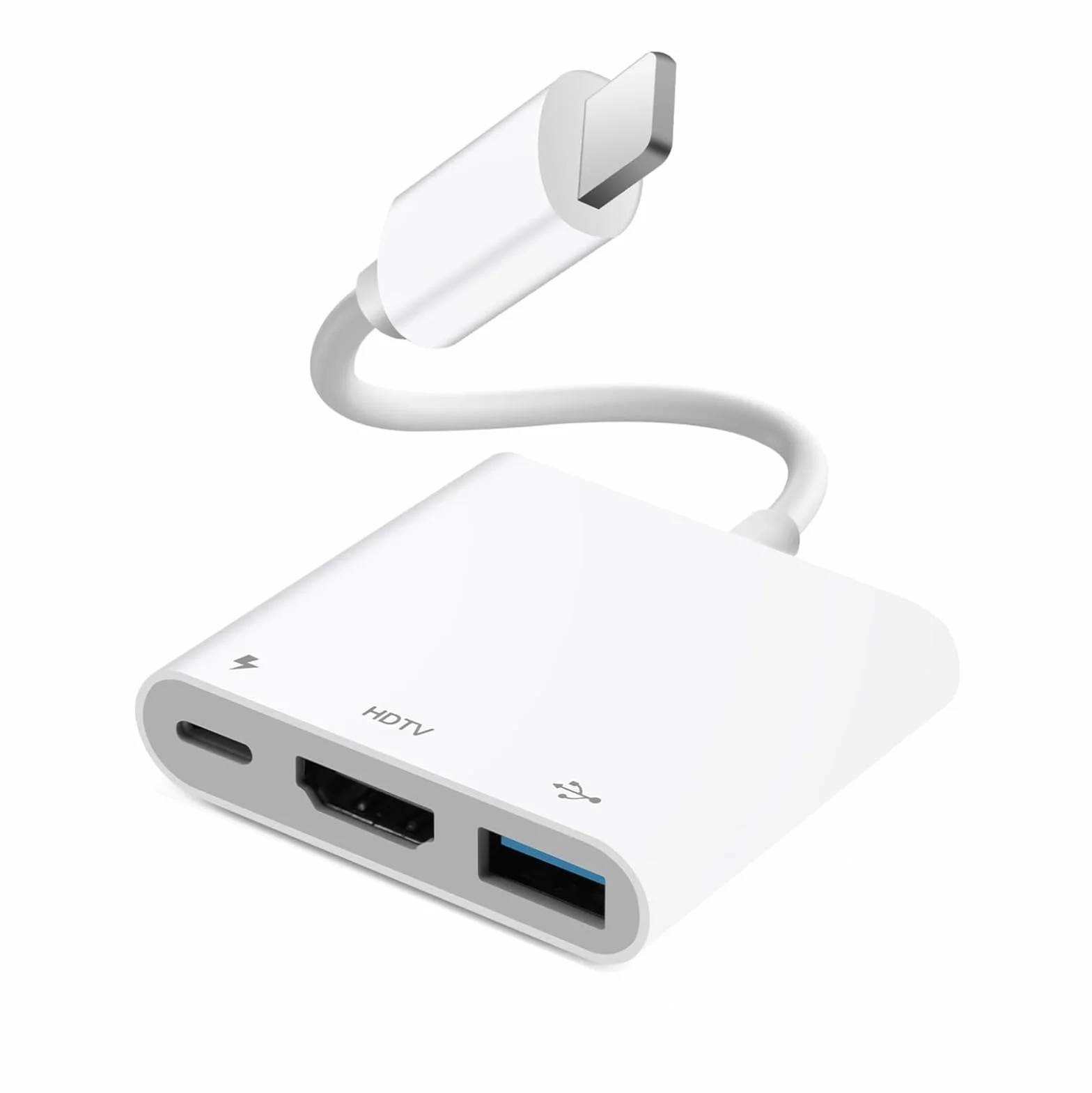 [Certifié Apple MFi ] Hub Adaptateur AV numérique Light-ning pour iPhone iPad, hub d'éclairage 3 en 1 avec Sortie HDMI, Port USB OTG et Port de Charge, Prend en Charge la vidéo, Les Applications, Les
