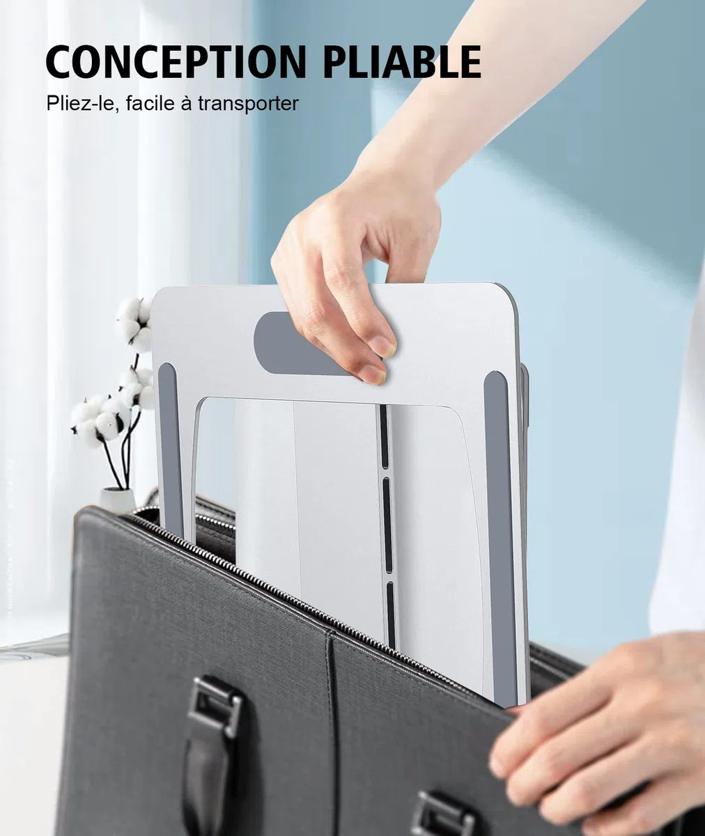 Glangeh Support Ordinateur Portable Pliable, Support PC Portable Aluminium Ergonomique, Laptop Stand Compatible avec MacBook Air Pro, XPS et Plus d'Ordinateurs Portables 10-16 Pouces