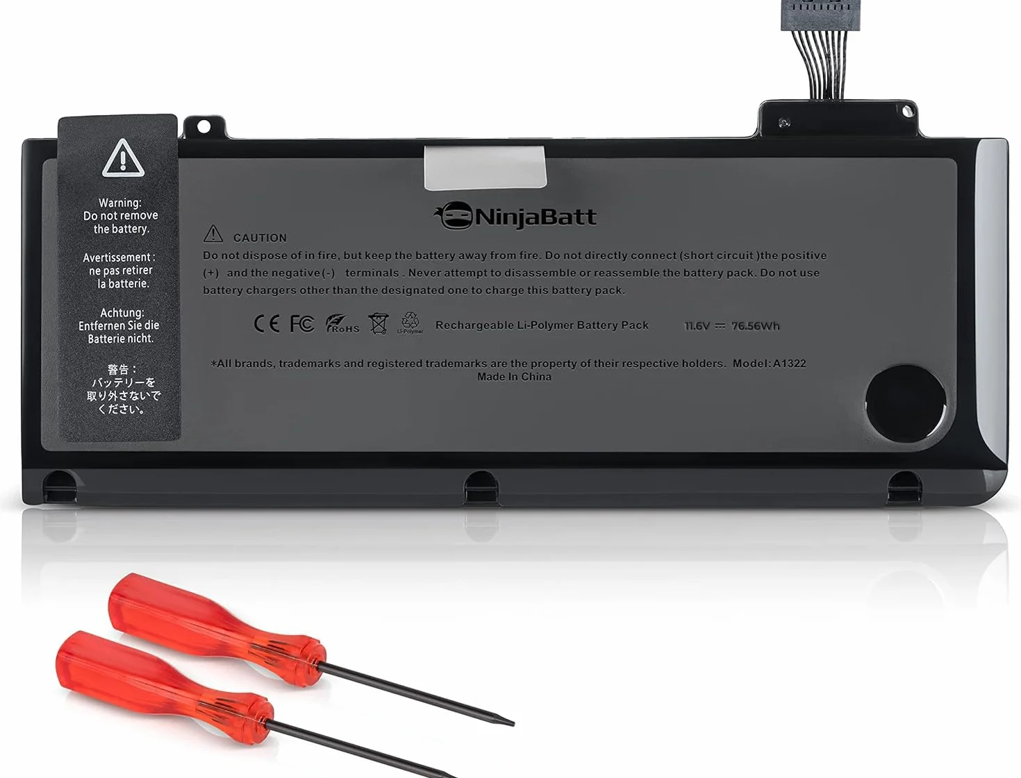 NinjaBatt Batterie A1278 A1322 pour MacBook Pro 13" [2009 2010 2011 2012 Years] - High Performance [76.56Wh/11.6V]