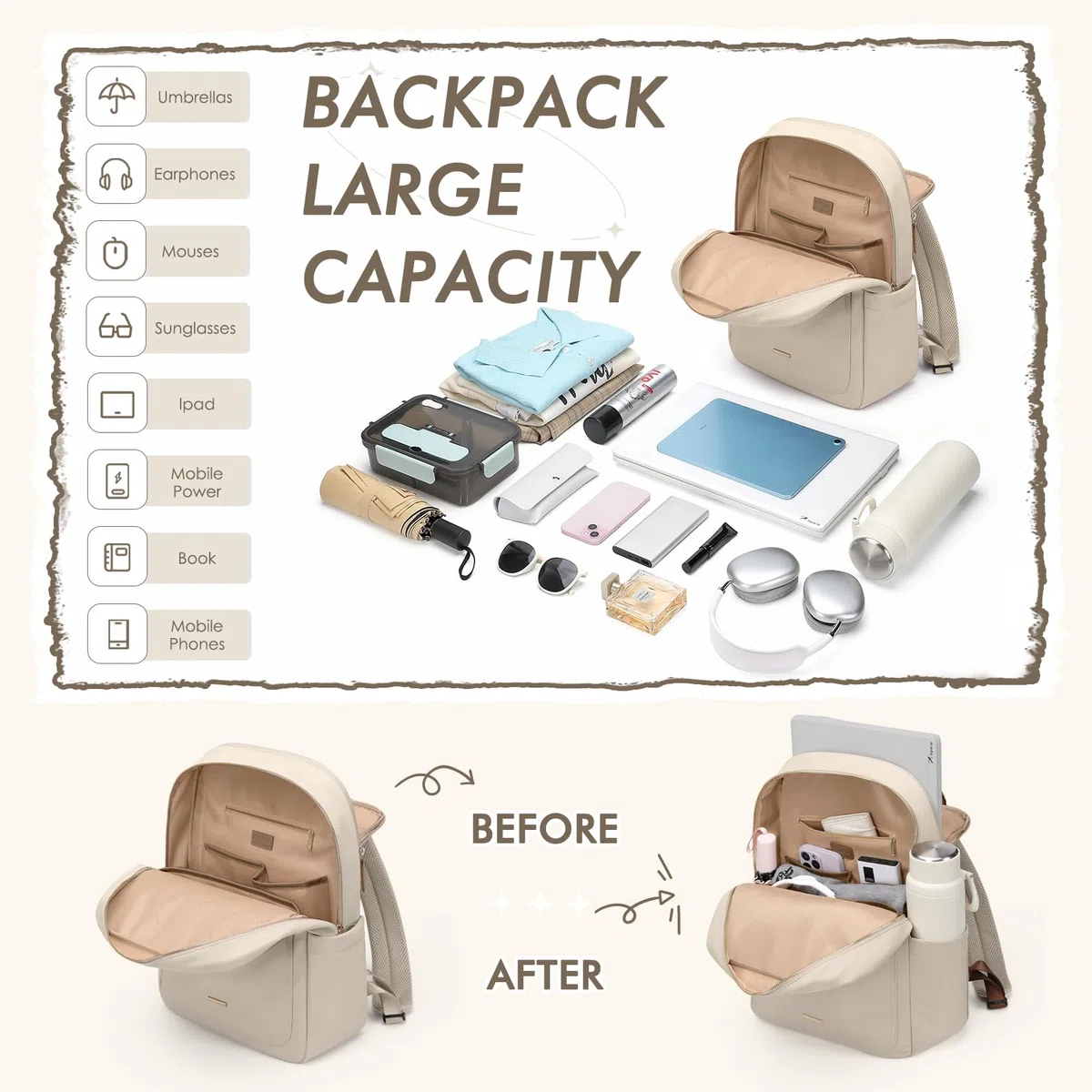 Sac à dos pour ordinateur portable pour femme, sac à dos de travail décontracté, sac à dos de voyage