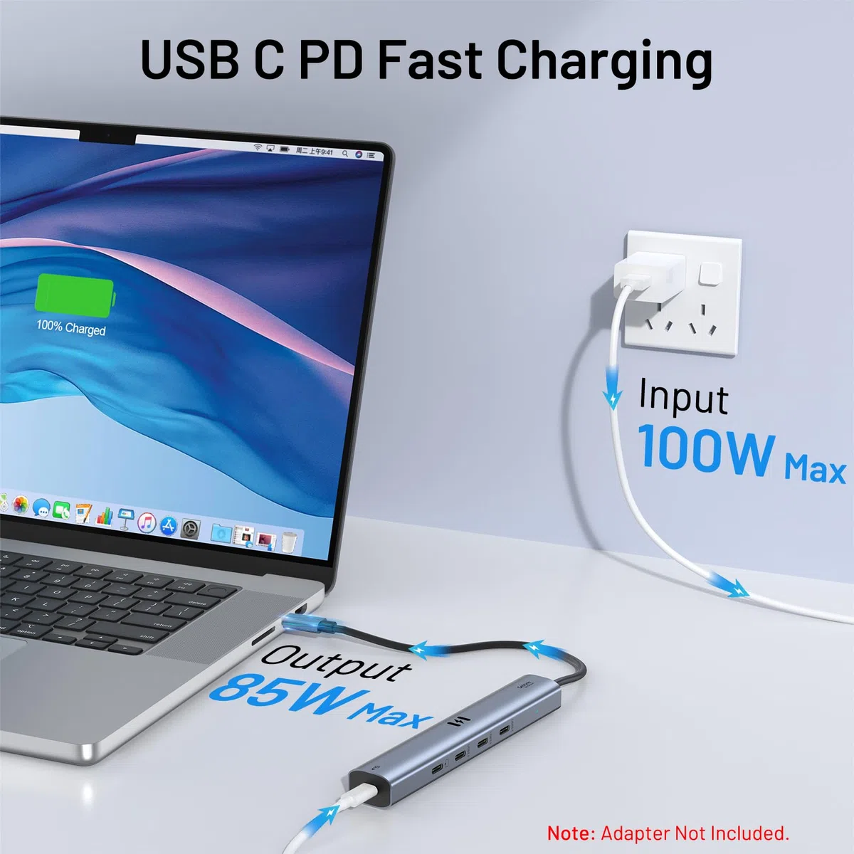 Hub vidéo USB C Type C 10 Gbps 5 en 1 Adaptateur USB C avec écran Vidéo 4K @ 60 Hz et Données 10 Gbps, 3 Ports de Données Type C 3.1 Gen2, 100 W PD pour MacBook Pro/Air M2 M1, Dell, HP