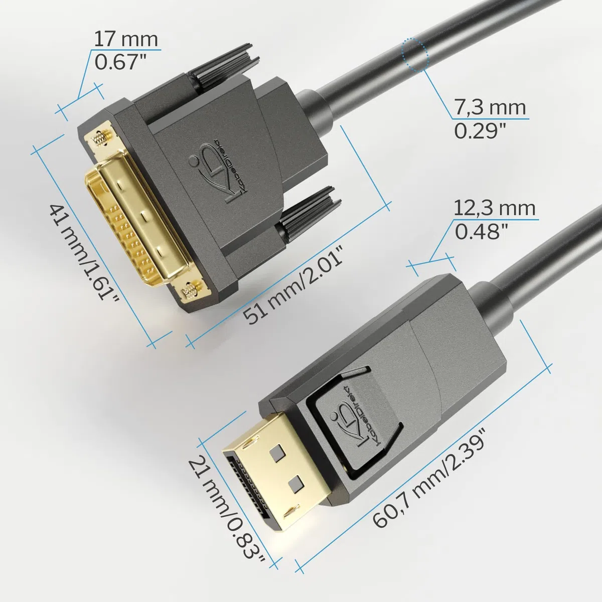 KabelDirekt – 2x Câble adaptateur DisplayPort-DVI – 2m (DVI Dual Link/24+1, DisplayPort Dual-Mode/DP++, 1080p/Full HD à 60Hz, câble vidéo numérique actif, pour relier un PC et un écran, noir)