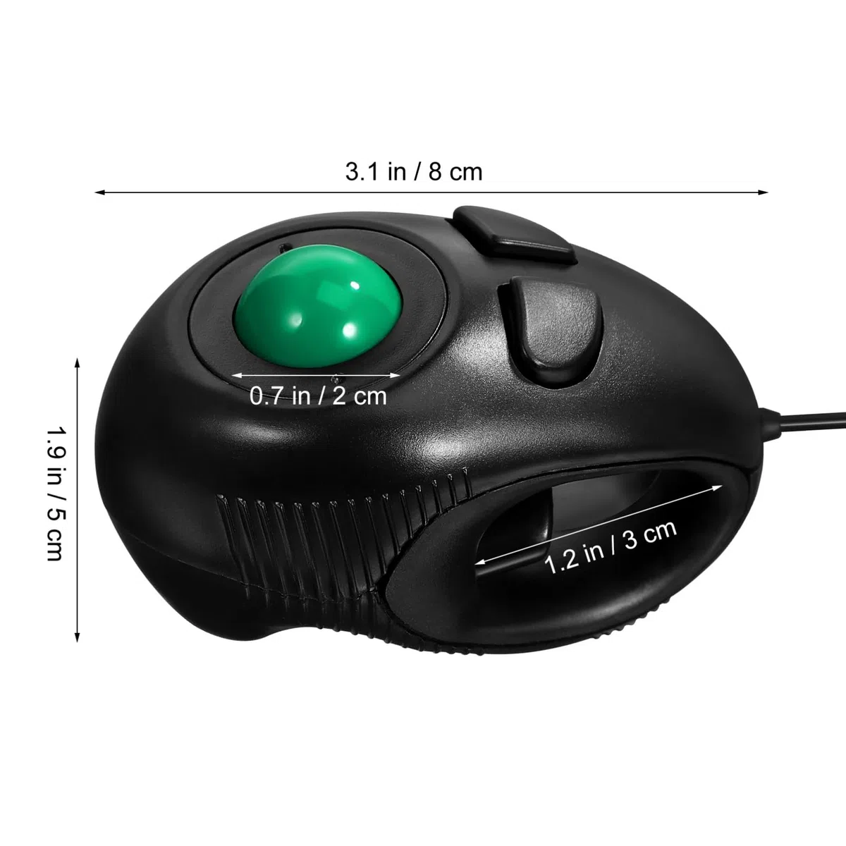 Souris Trackball Ergonomique USB Filaire 4d Compacte Noire 3 Boutons en Plastique Dur Solide, Mini Taille Adaptée Main Gauche ou Droite pour Ordinateur de Bureau