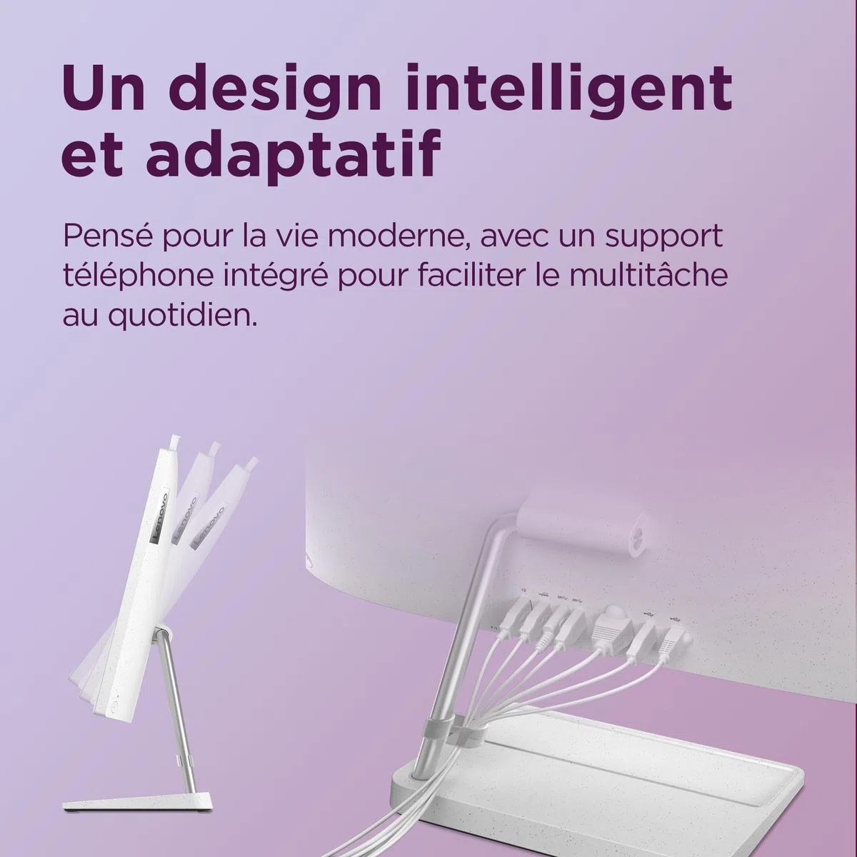 Lenovo IdeaCentre AIO 3 27ALC6 - Ordinateur de Bureau Tout-en-Un 27" FHD (AMD Ryzen 7 7730U, 16 Go RAM, 512 Go SSD, Graphique AMD Radeon, Windows 11 Home) Clavier AZERTY et Souris - Blanc
