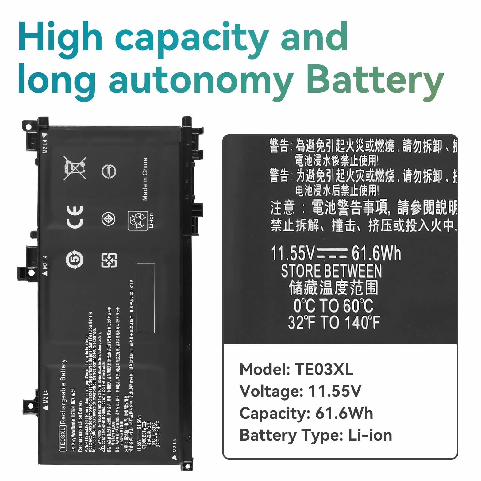 K KYUER TE03XL Batterie pour HP Omen 15-ax000 Pavilion 15-bc000 15-bc000ng bc003ng bc004ng bc005ng bc006ng bc009ng bc011ng 15-ax007ng ax003ng ax000nl ax005ng ax001ns ax008ns ax038nf ax009ng TPN-Q173