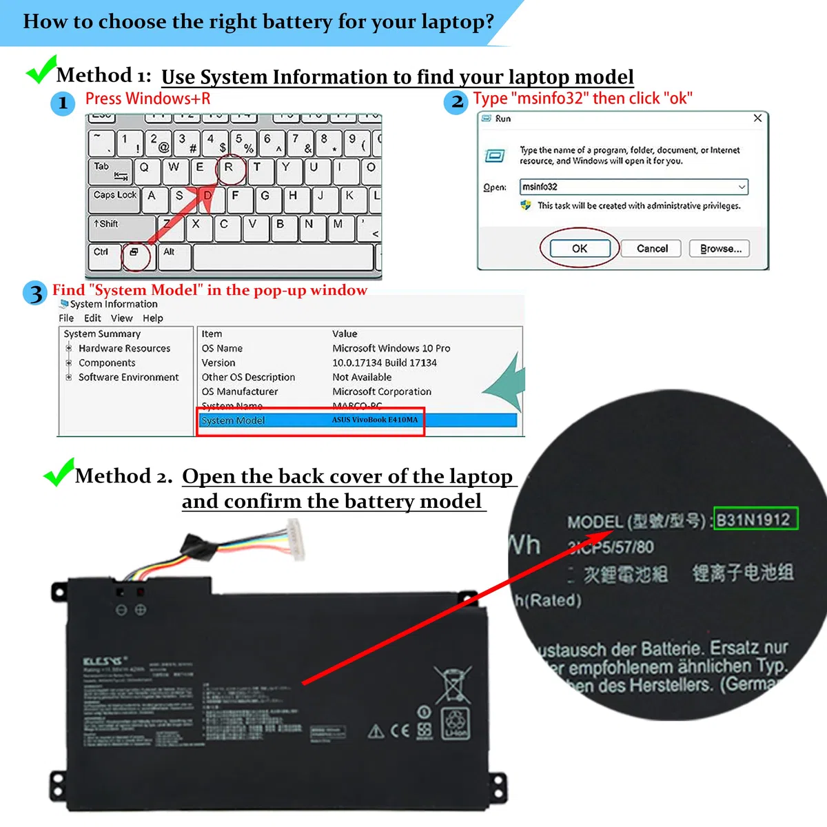 BLESYS B31N1912 C31N1912 Batterie pour ASUS Vivobook Go 14 E410M E410MA Series