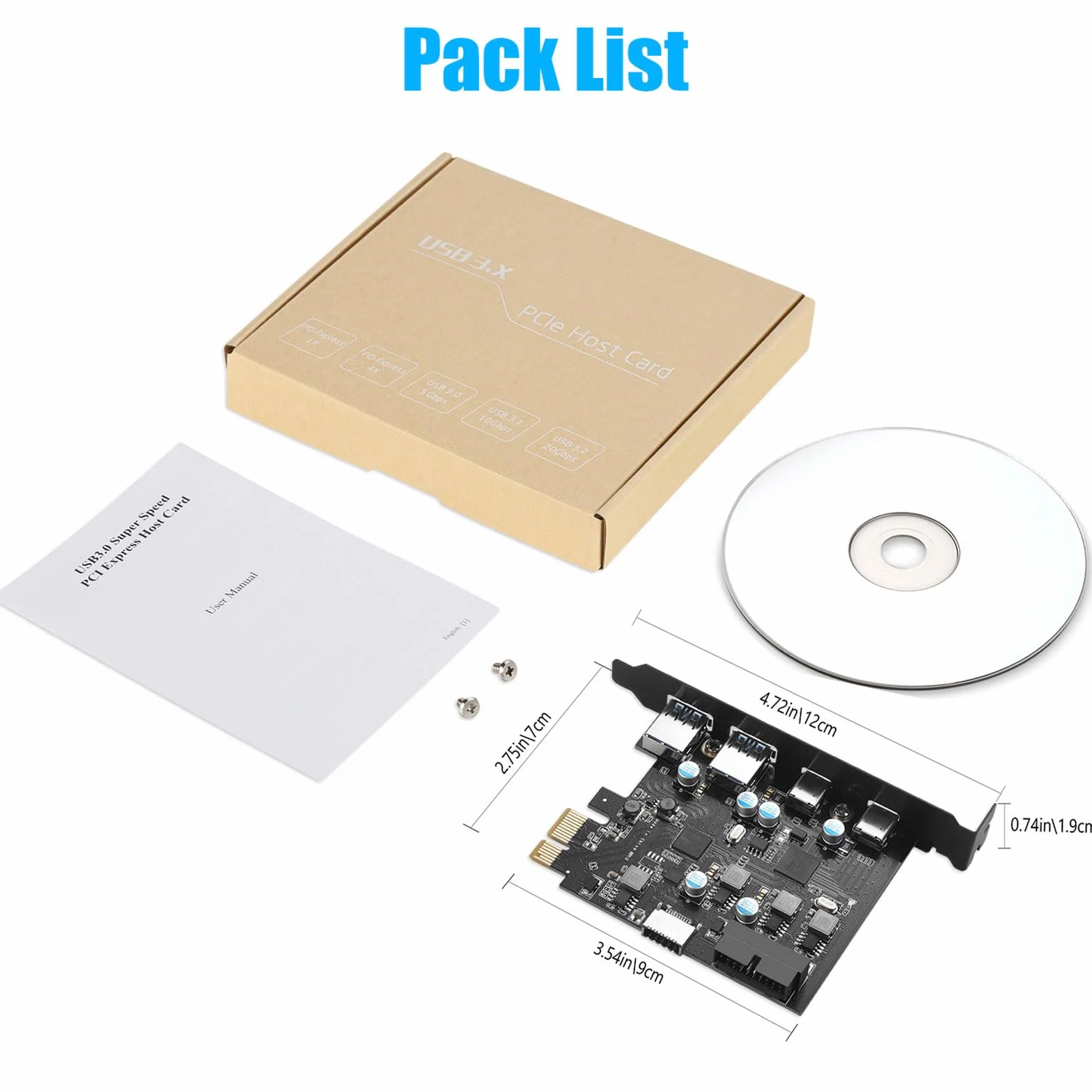 Carte d'extension PCIe avec 6 Ports USB 3.0, 2 Ports Type-A, 2 Ports USB-C, Connecteur 19-Pin et Type-E pour Windows 11/10