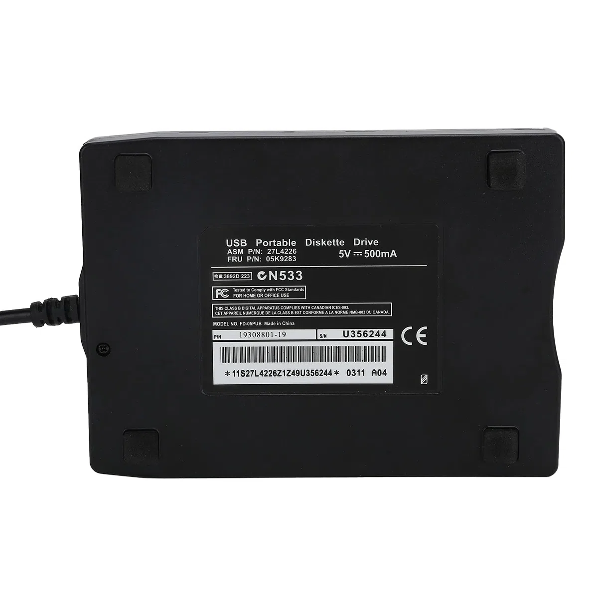 Lecteur de Disquette pour PC Portable 3.5In 1.44MB Lecteur de Disquette FDD Lecteur de Disquette Externe USB Portable pour S98se/ME/2000/XP, pour OS X 8.6