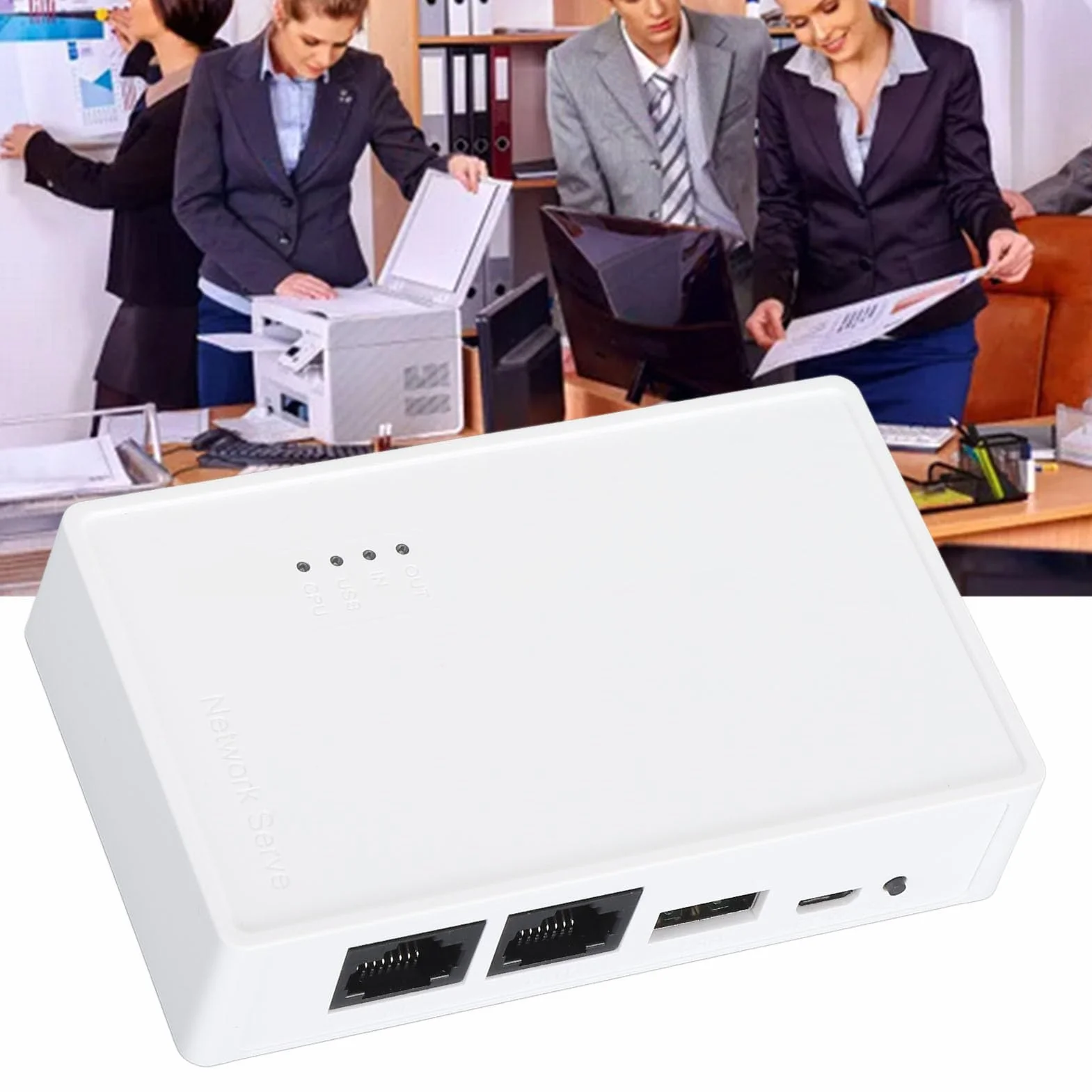 Serveur d'imprimante réseau USB 2.0 Blanc 480 Mbit/s 10/100 Mbit/s LAN Bridge USB WiFi Home Print Server pour 4 imprimantes
