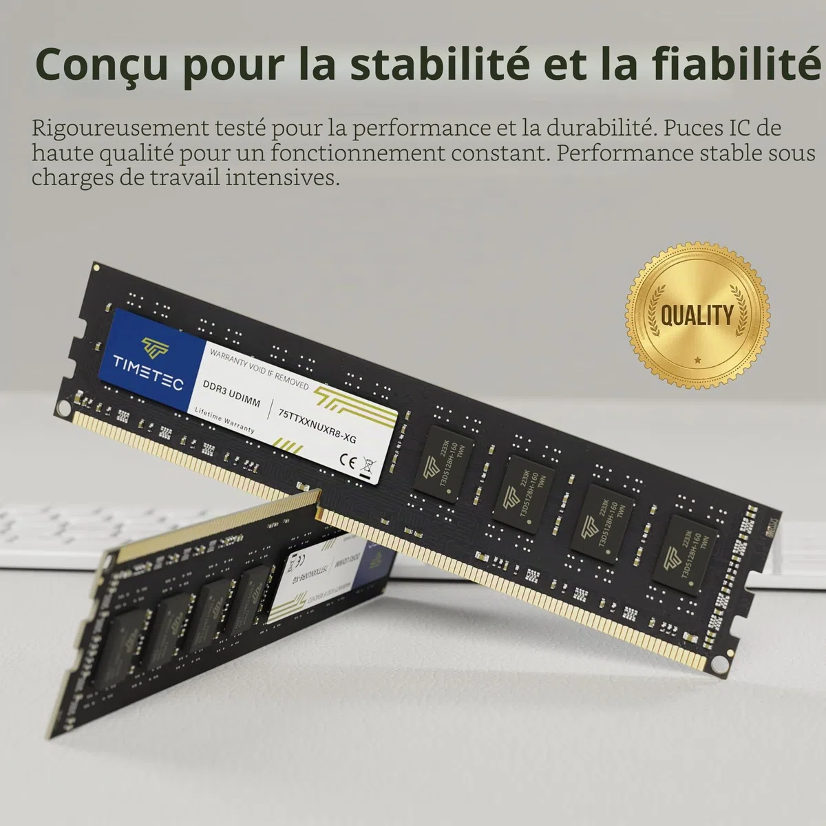 Timetec 8 Go DDR3L/DDR3 1600MHz PC3L-12800/PC3-12800 (PC3-12800U) Non-ECC sans Tampon 1.35V/1.5V CL11 2Rx8 Double Rang 240 Broches UDIMM Ordinateur de Bureau mémoire RAM Module Mise à Niveau