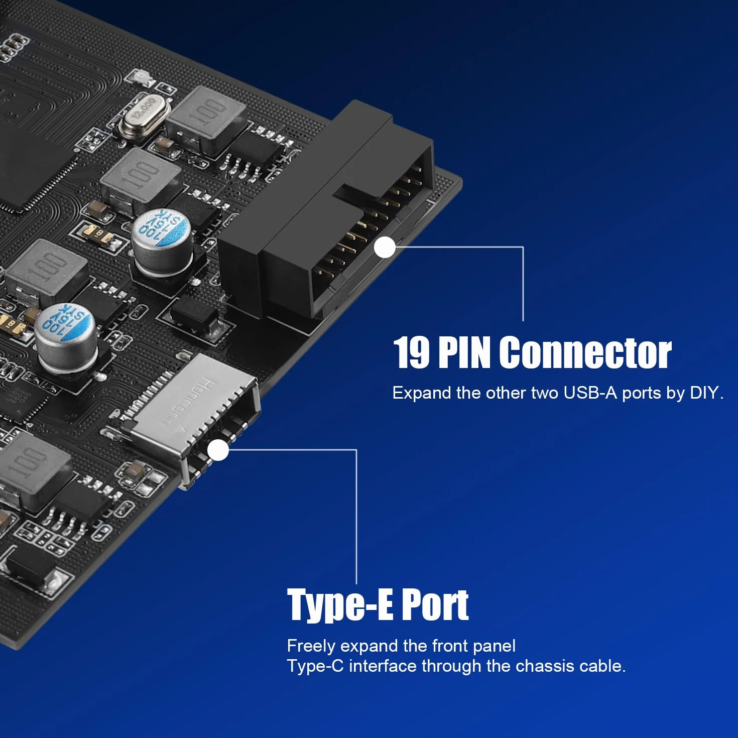 Carte d'extension PCIe avec 6 Ports USB 3.0, 2 Ports Type-A, 2 Ports USB-C, Connecteur 19-Pin et Type-E pour Windows 11/10