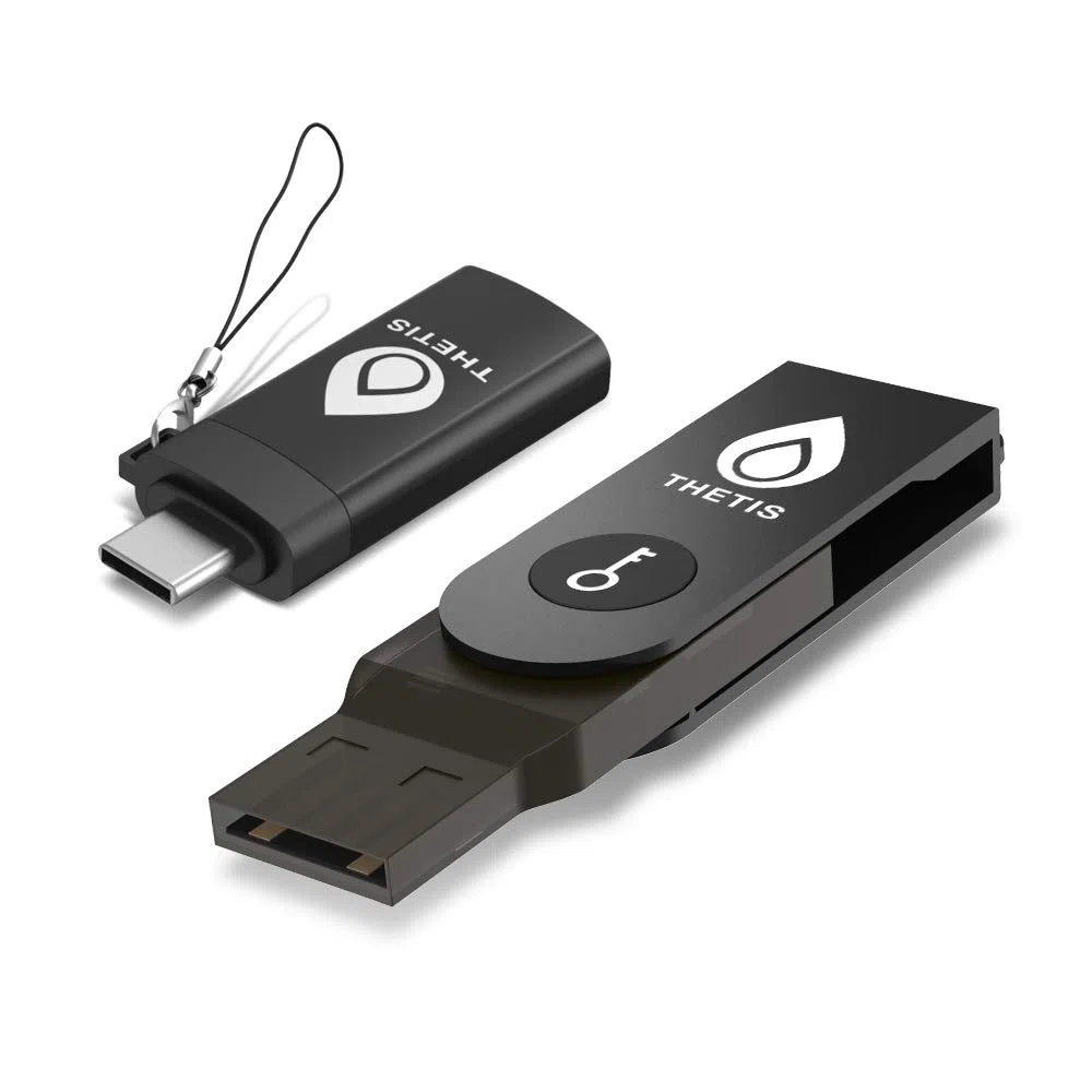 Thetis Fido U2F Clé de sécurité avec adaptateur de type C pour authentification à deux facteurs, protection supplémentaire et compatible avec Windows/Linus/Mac OS, Gmail,Facebook,GitHub et plus encore