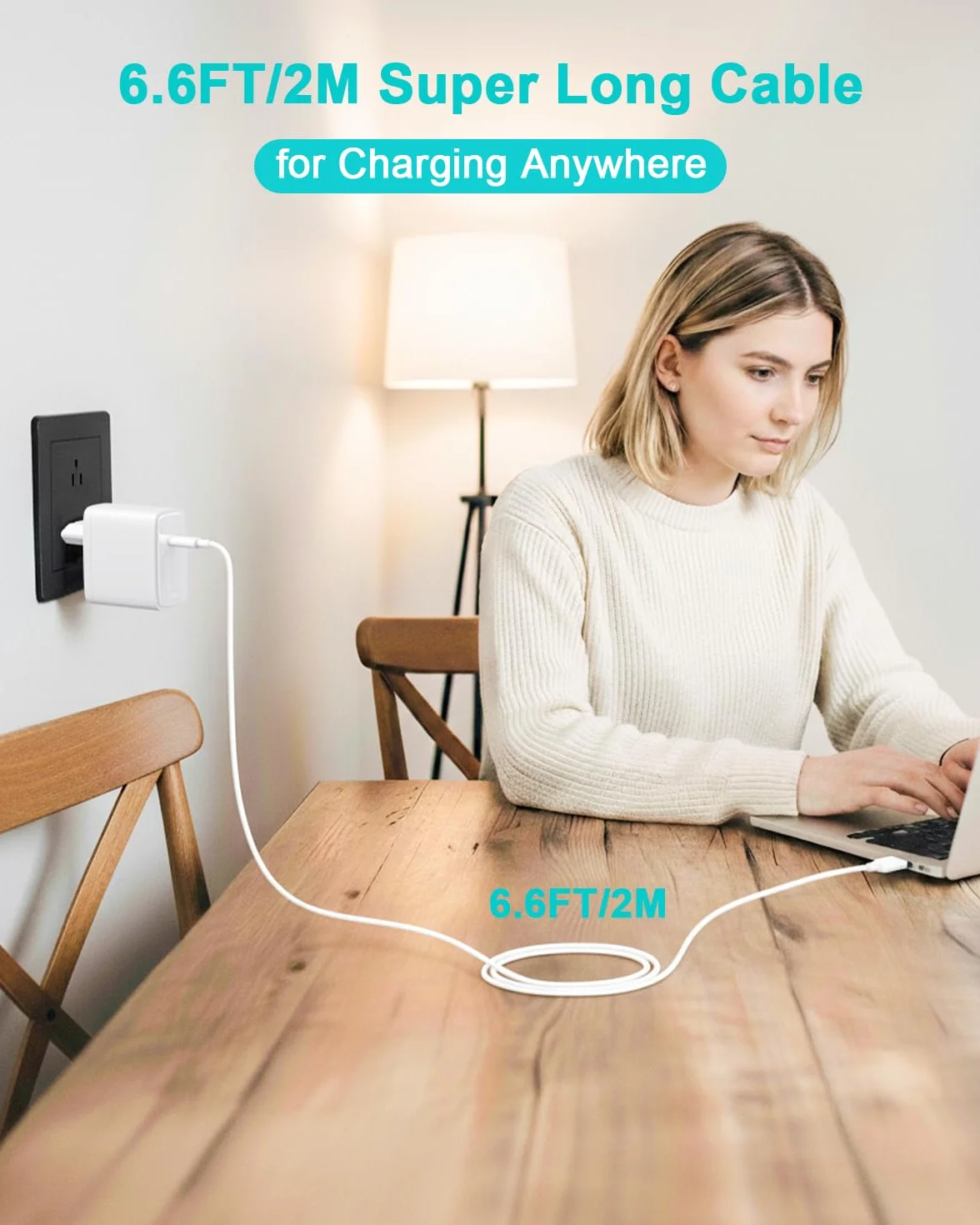 Chargeur USB C 100 W Compatible avec MacBook Pro 16 14 Pouces, MacBook Air 15 13 Pouces 2025 2024 2023 2022 2021 2020 2019 2018 M4 M3 M2 M1, Câble de Charge USB-C 2M 5A (Blanc)