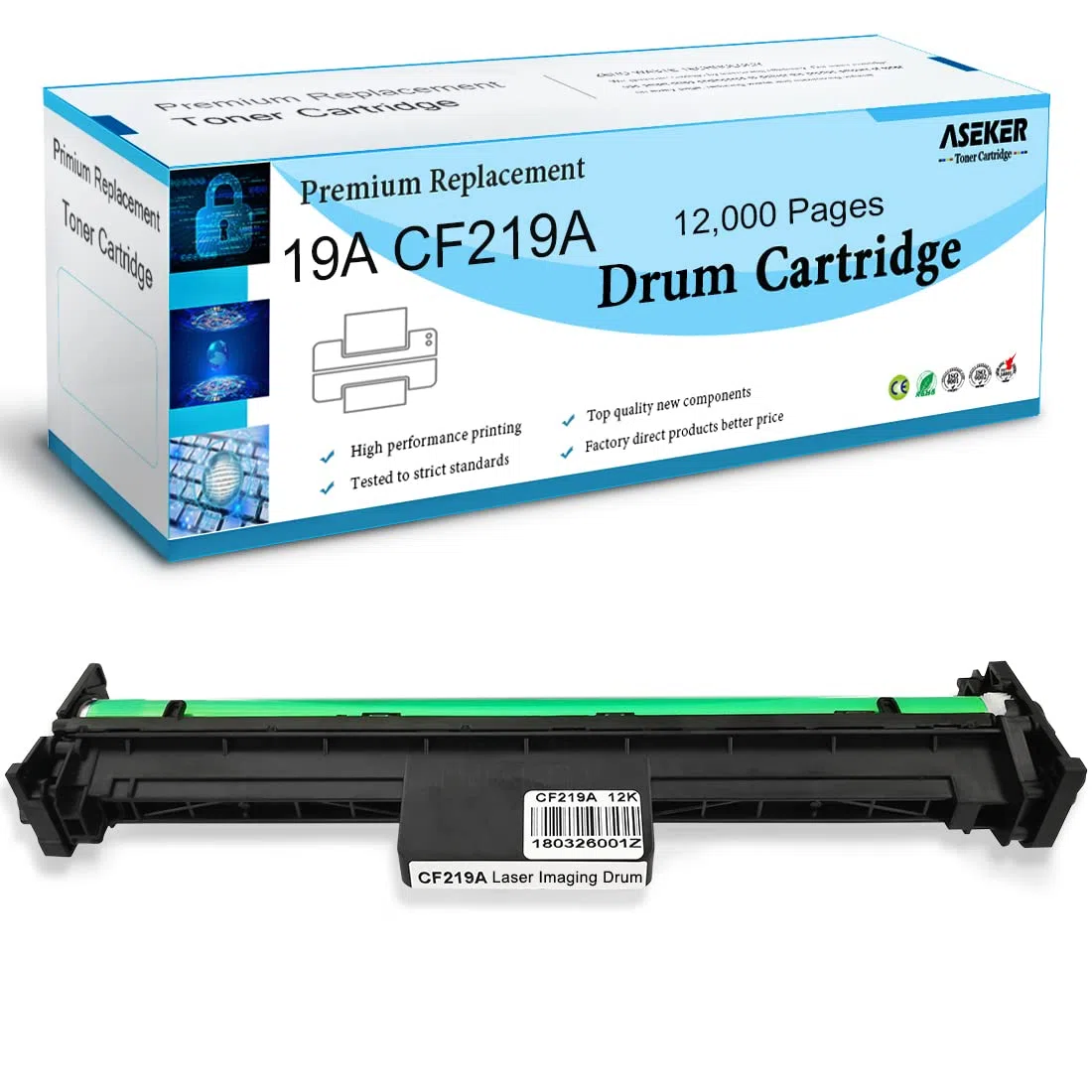 Compatible 19A CF219A Cartouche de Tambour pour HP LaserJet Pro M102a M102w MFP M130fn M130fw M130nw M130a Imprimantes 12000 Pages ( Noir Tambour )