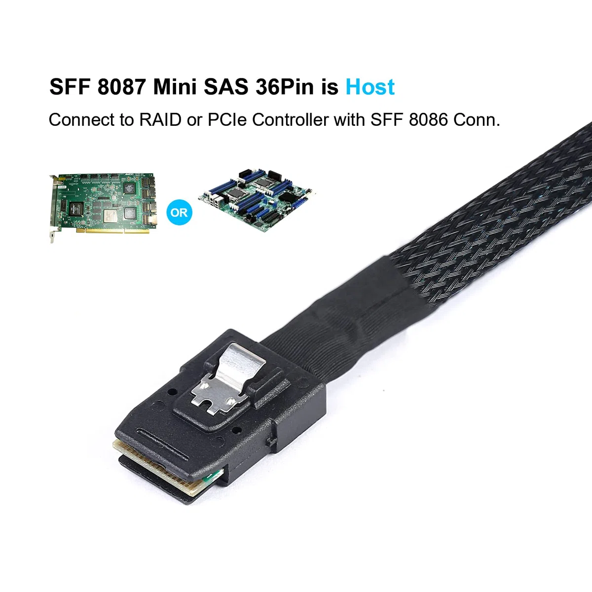ADCAUDX Lot de 2 câbles Mini SAS vers SATA : 0,5 m SFF-8087 vers SATA Forward Breakout Cable SFF8087 SAS Controller vers disque dur (0,5 m)