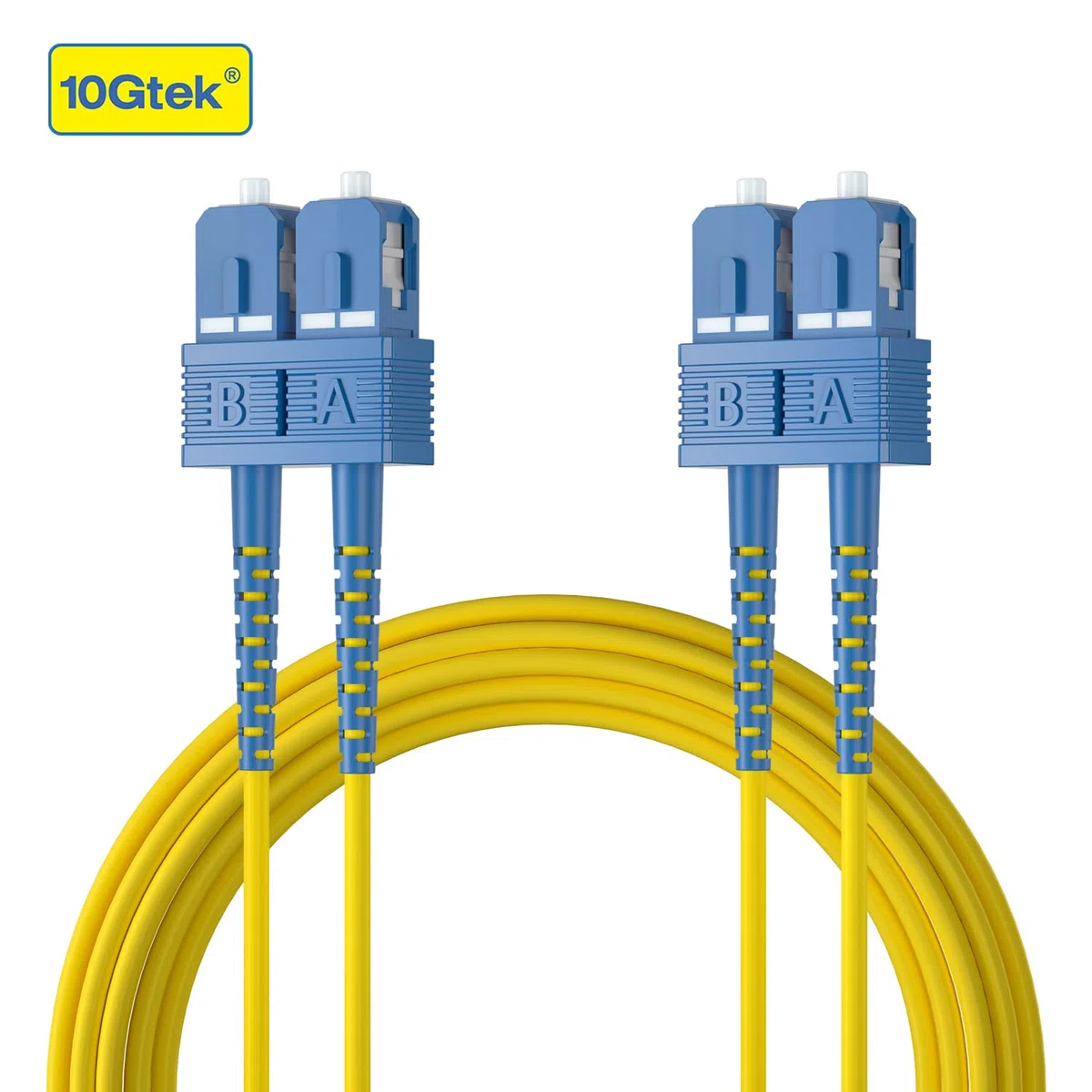 10Gtek Fiber Patch Cable - SC to SC OS2 10Gb/Gigabit Singlemode Jumper Duplex 9/125 LSZH Fiber Optic Cord, Yellow, 25-Meter(82-ft)