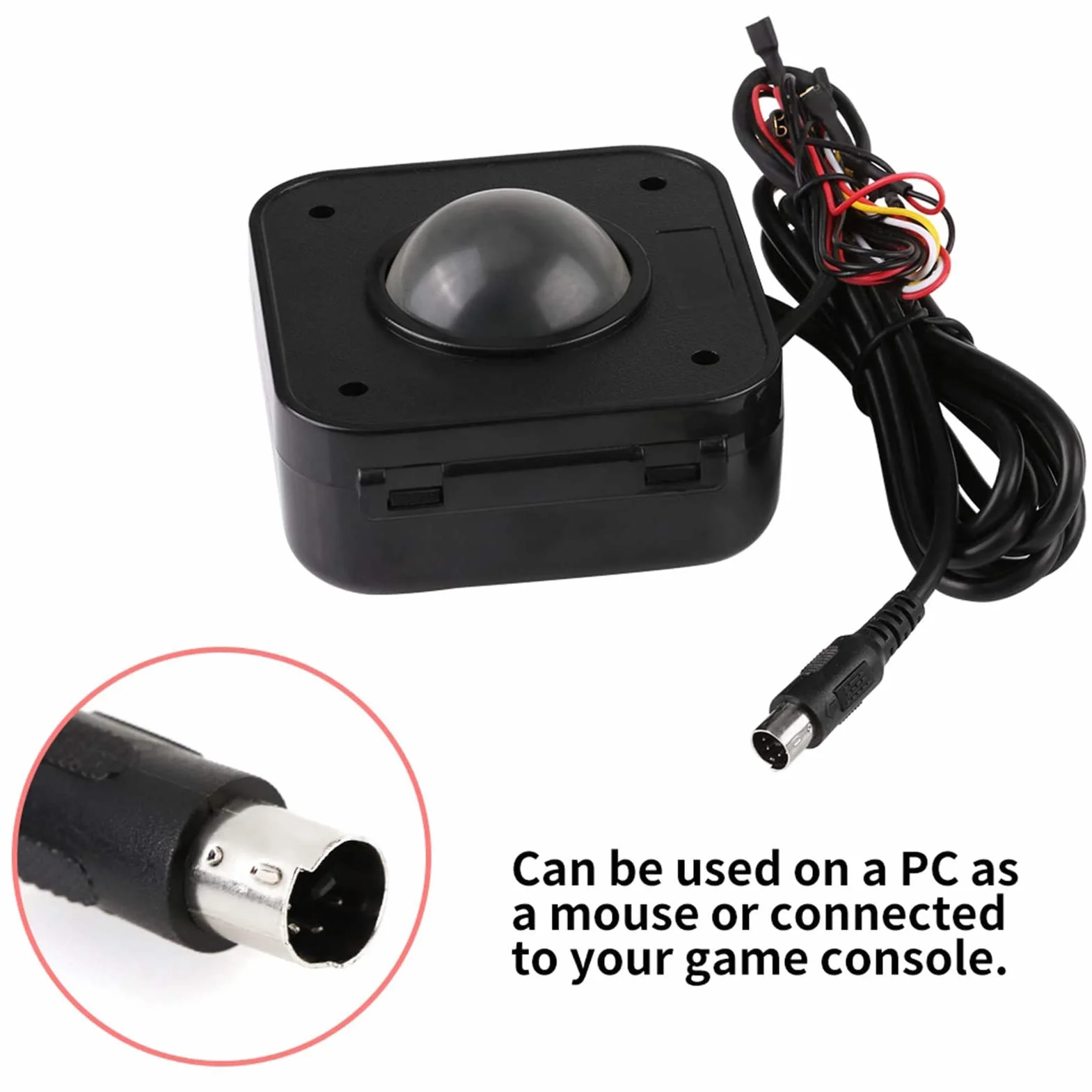 WANGCL Connecteur PCB rond de 4,5 cm pour souris PS/2 à LED, boule de commande filaire USB pour arcade